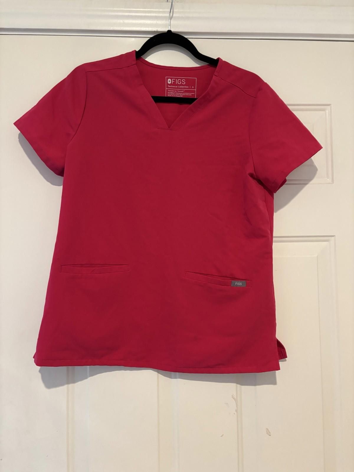Eileen Fisher Womens sz S fuchsia Figs medical shirt #397 Size ONE SIZE - 1 Thumbnail