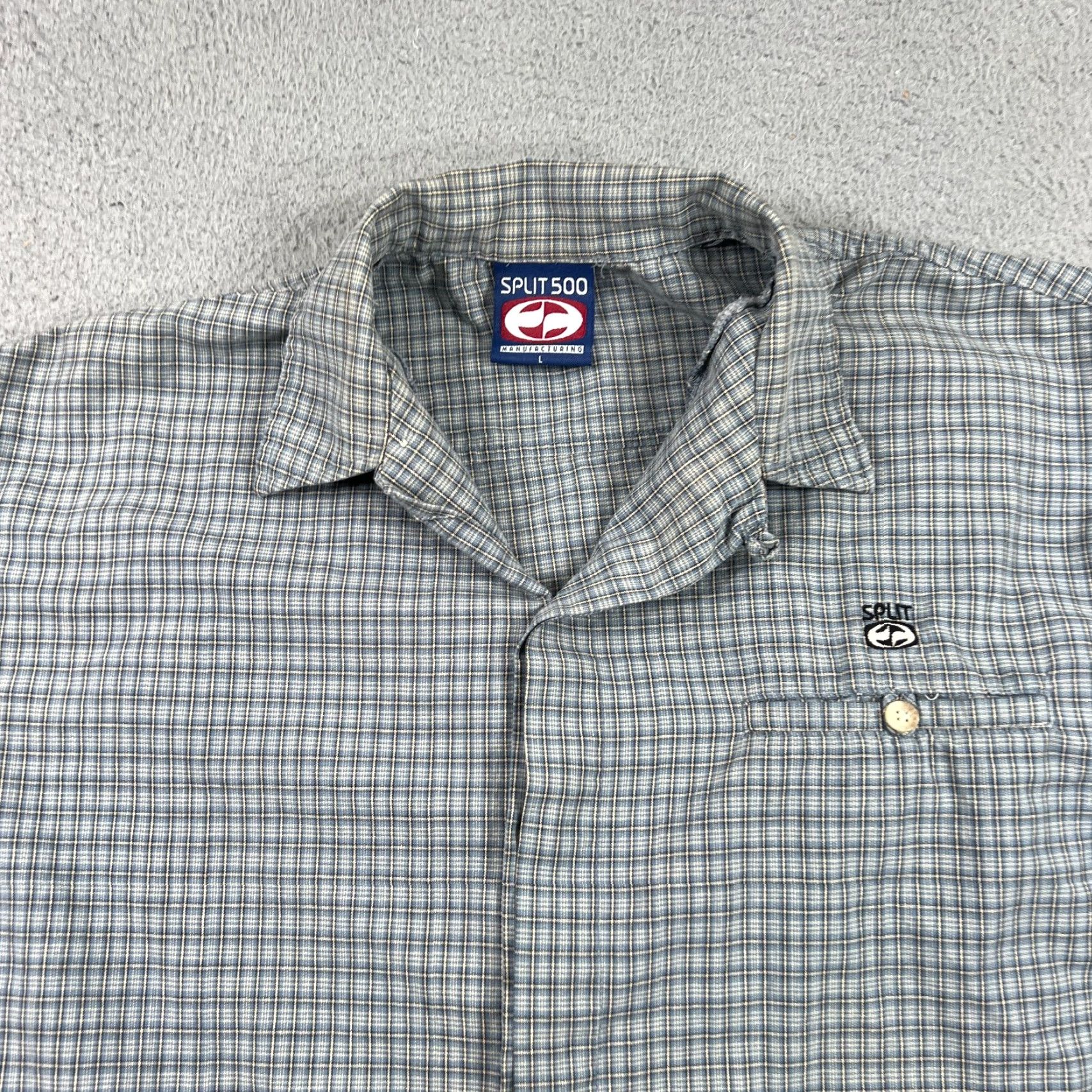 Vintage VINTAGE Split Shirt Mens L Blue Plaid Long Sleeve Button Up 90s Y2K Surf Retro Streetwear Size US L / EU 52-54 / 3 - 2 Thumbnail