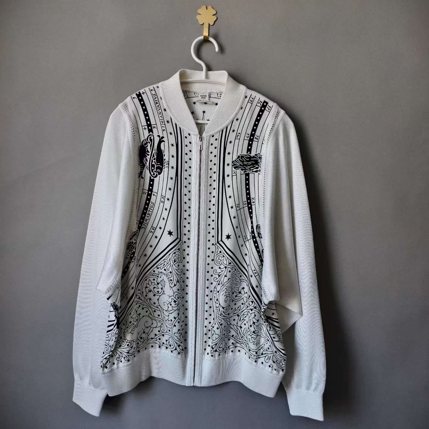 Hermes Hermes B&W Zodiac Colorblock Baseball Jacket Size S / US 4 / IT 40 - 1 Thumbnail