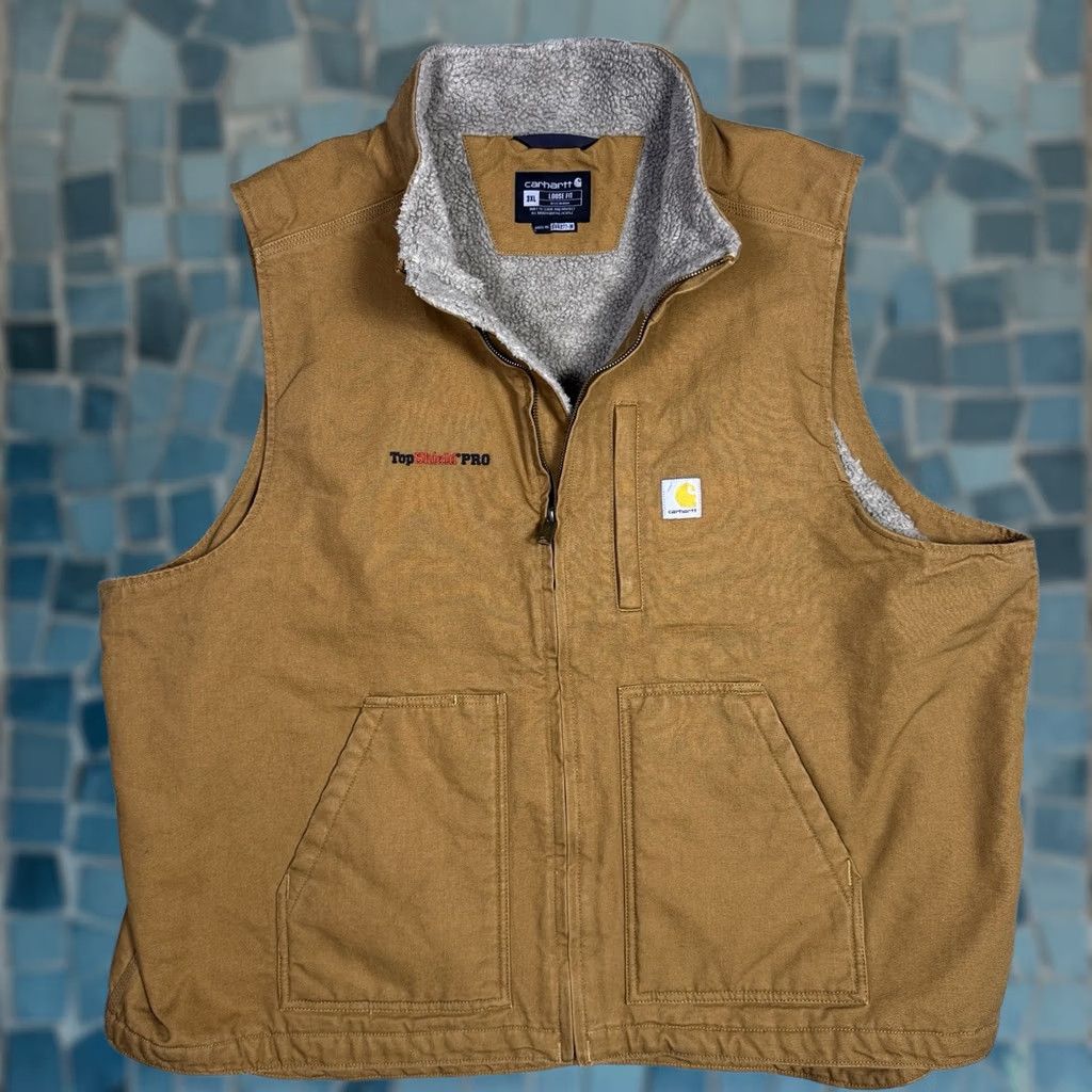 Carhartt Carhartt Vest Mens 3XL XXXL Sherpa Lined Full Zip Workwear Utility 104277 BRN Size US XXL / EU 58 / 5 - 1 Thumbnail