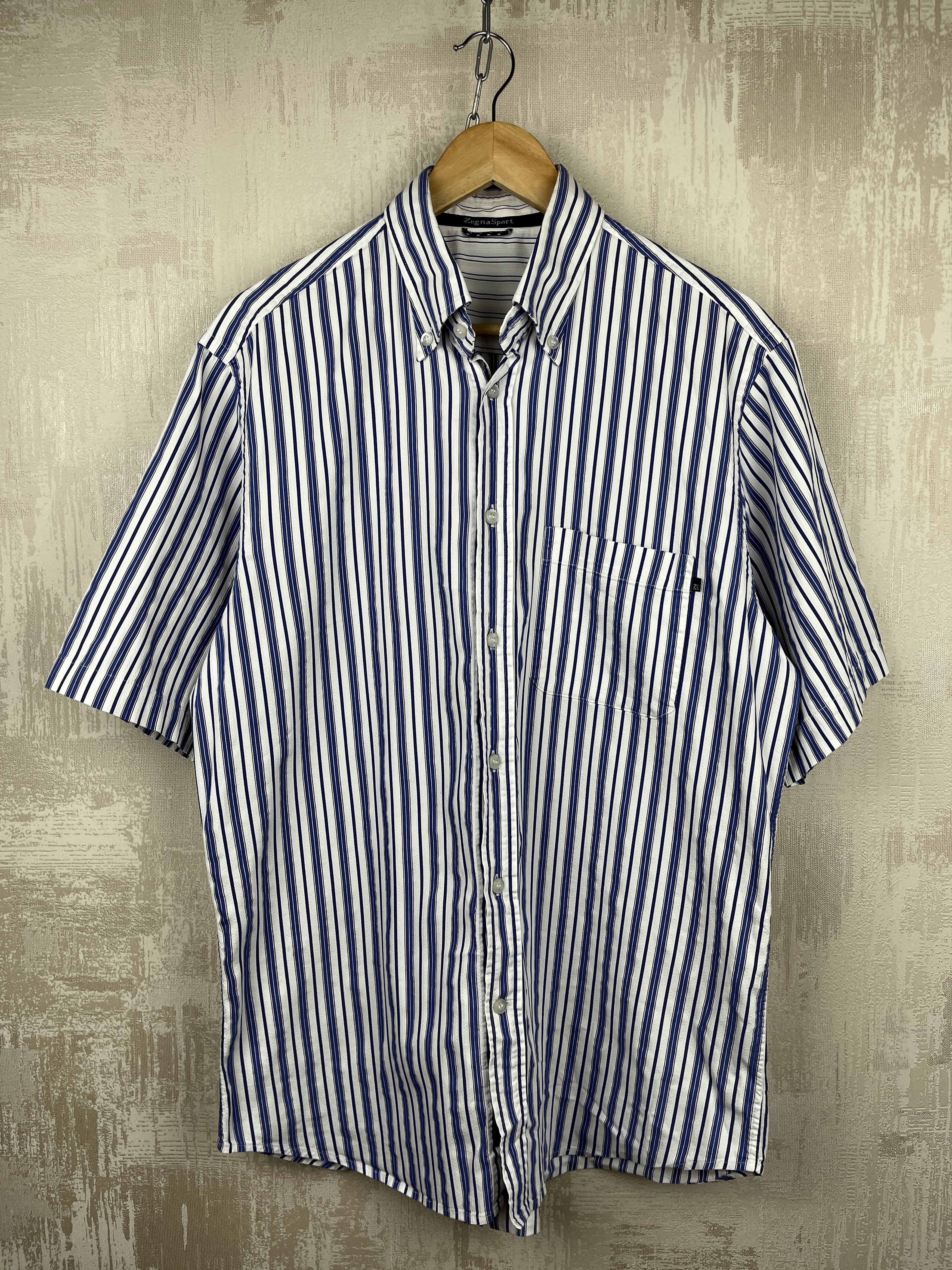 Ermenegildo Zegna Zegna Sport Striped Short Sleeve Shirt Cotton Button Down Size US L / EU 52-54 / 3 - 2 Thumbnail