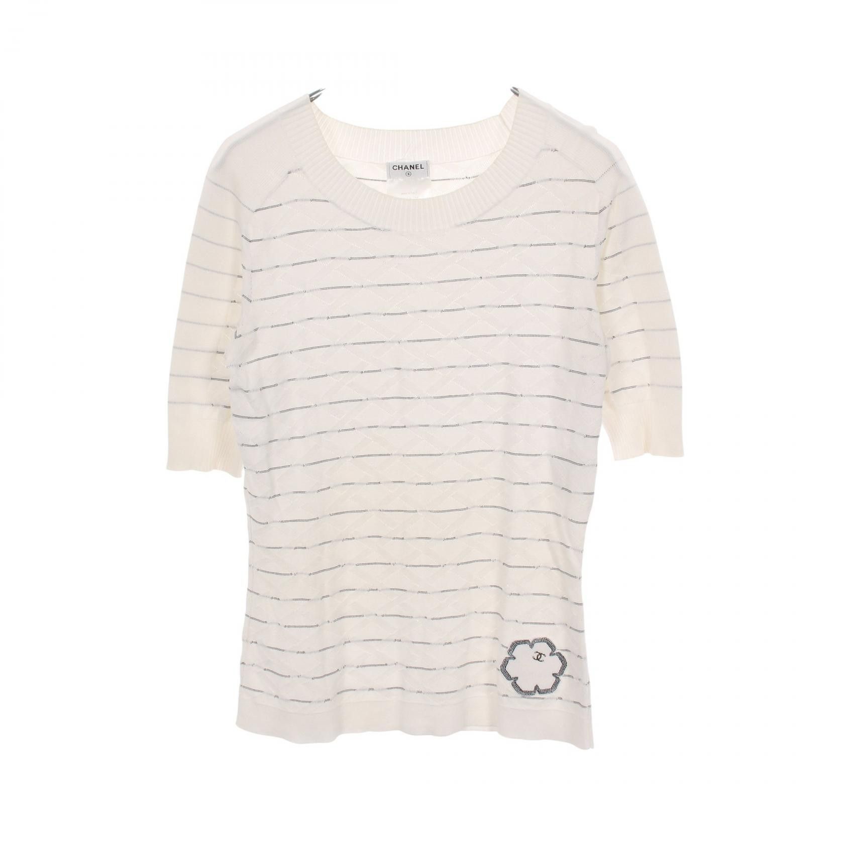 Chanel Chanel Chanel Coco Mark Cotton Knit Top Textile Tops P47893K06108 DUTY FREE for USA Size ONE SIZE - 1 Thumbnail