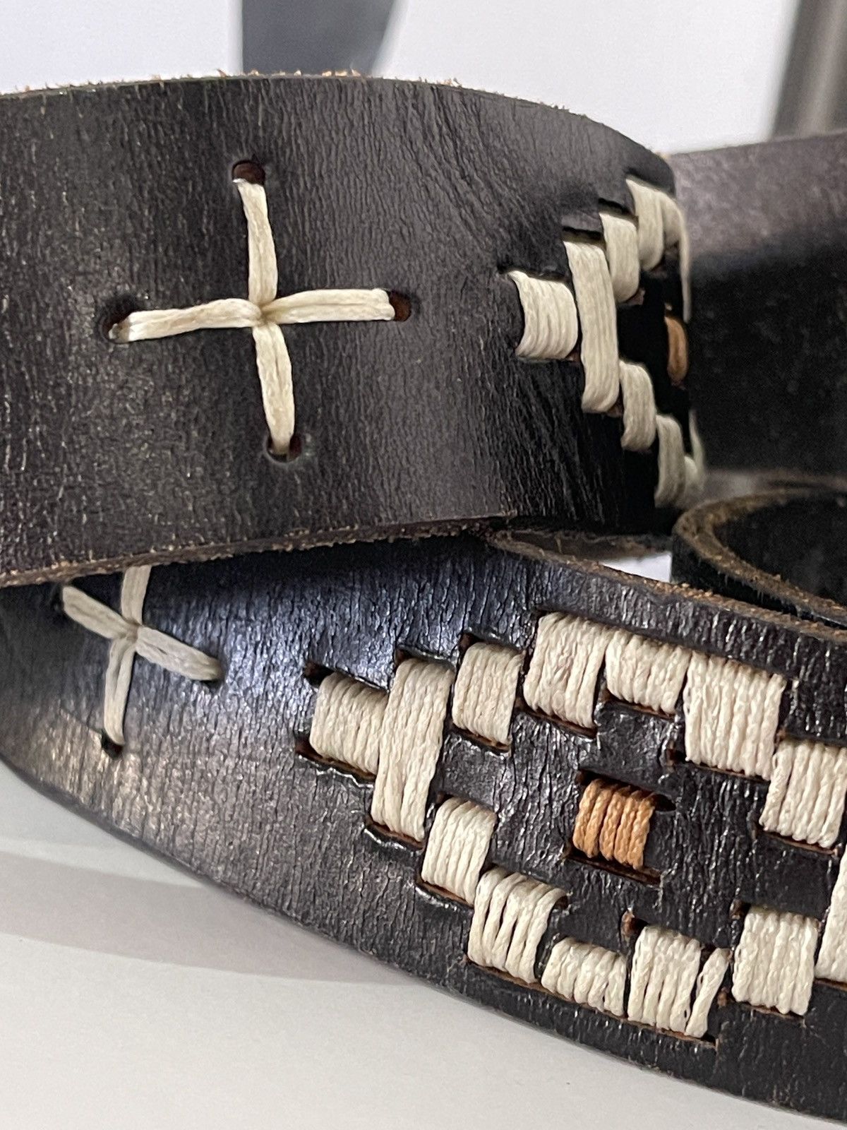 Vintage Vintage Handmade Rockabilly Leather Belt Size 30 - 8 Thumbnail