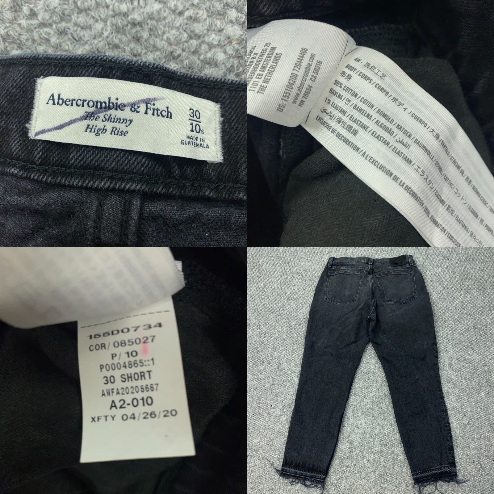 Abercrombie & Fitch Abercrombie & Fitch Jeans Womens Size 10 Skinny High Rise Black Denim 5-Pocket Stretch Size 30" / US 8 / IT 44 - 8 Thumbnail
