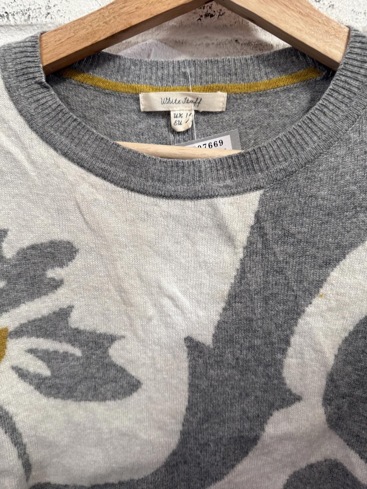 Other White Stuff Grey Floral Patterned Women's Sweater UK 14 EU Size L / US 10 / IT 46 - 3 Thumbnail