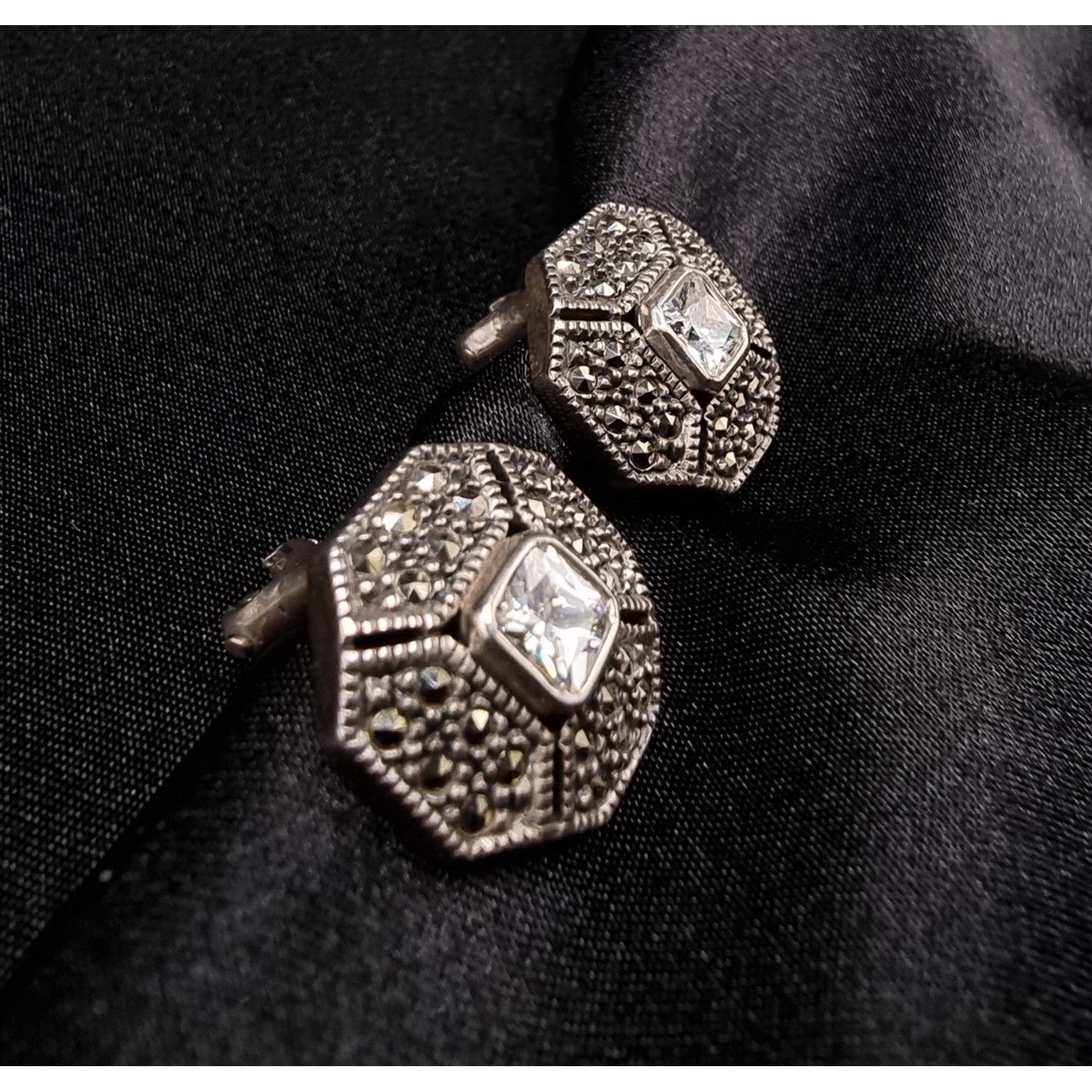 Vintage Rare Find Judith Jack Sterling Silver Marcasite & Crystal Oc Size ONE SIZE - 4 Thumbnail