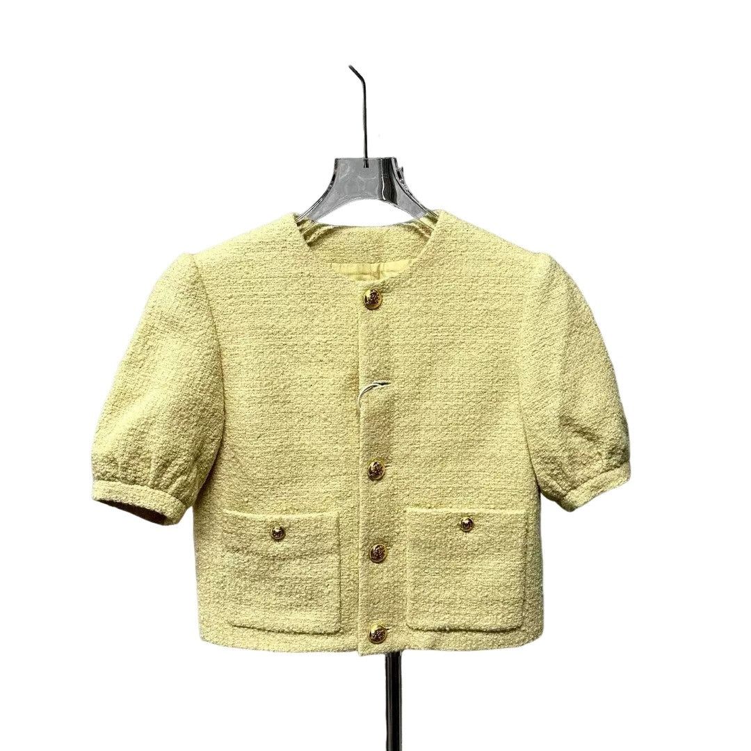 Celine Celine Yellow Bouclé Short Sleeve Jacket 34 Size XS / US 0-2 / IT 36-38 - 1 Thumbnail