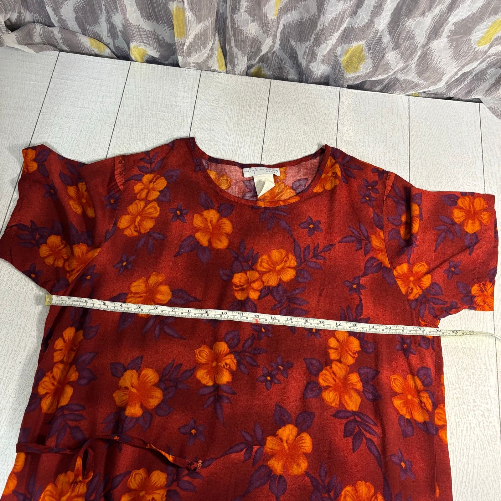 Other VTG Ship N Shore Red Floral Dress 1X Short Sleeve Tie Back Size XL / US 12-14 / IT 48-50 - 5 Thumbnail