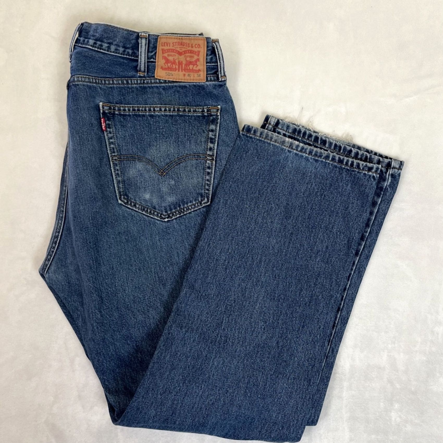 Levi's VINTAGE Levi’s 505 Jeans Blue Denim 40x34 Medium Wash 90s USA Levi's 500 Series Mens Straight 5-Pocket Design Size US 40 / EU 56 - 2 Thumbnail