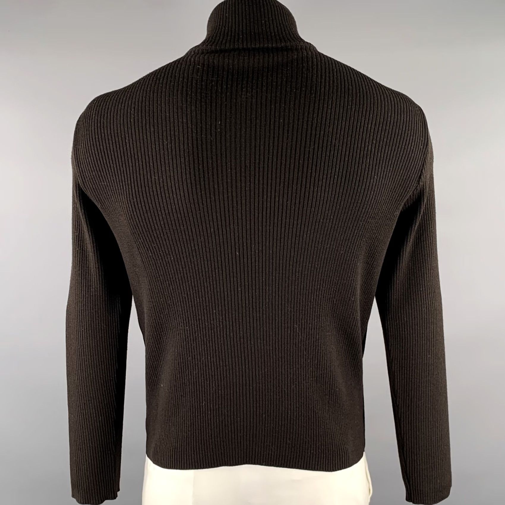 Jil Sander JIL SANDER Size M Brown Leather Wool Zip Up Sweater Mens Size US M / EU 48-50 / 2 - 3 Thumbnail