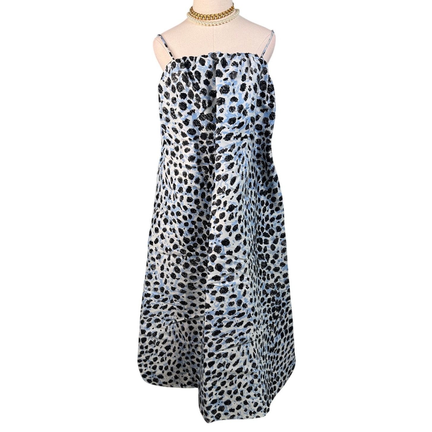 Ganni GANNI Jacquard Midi Dress Egret blue size 38 / M / US 6 NWT Size M / US 6-8 / IT 42-44 - 7 Thumbnail