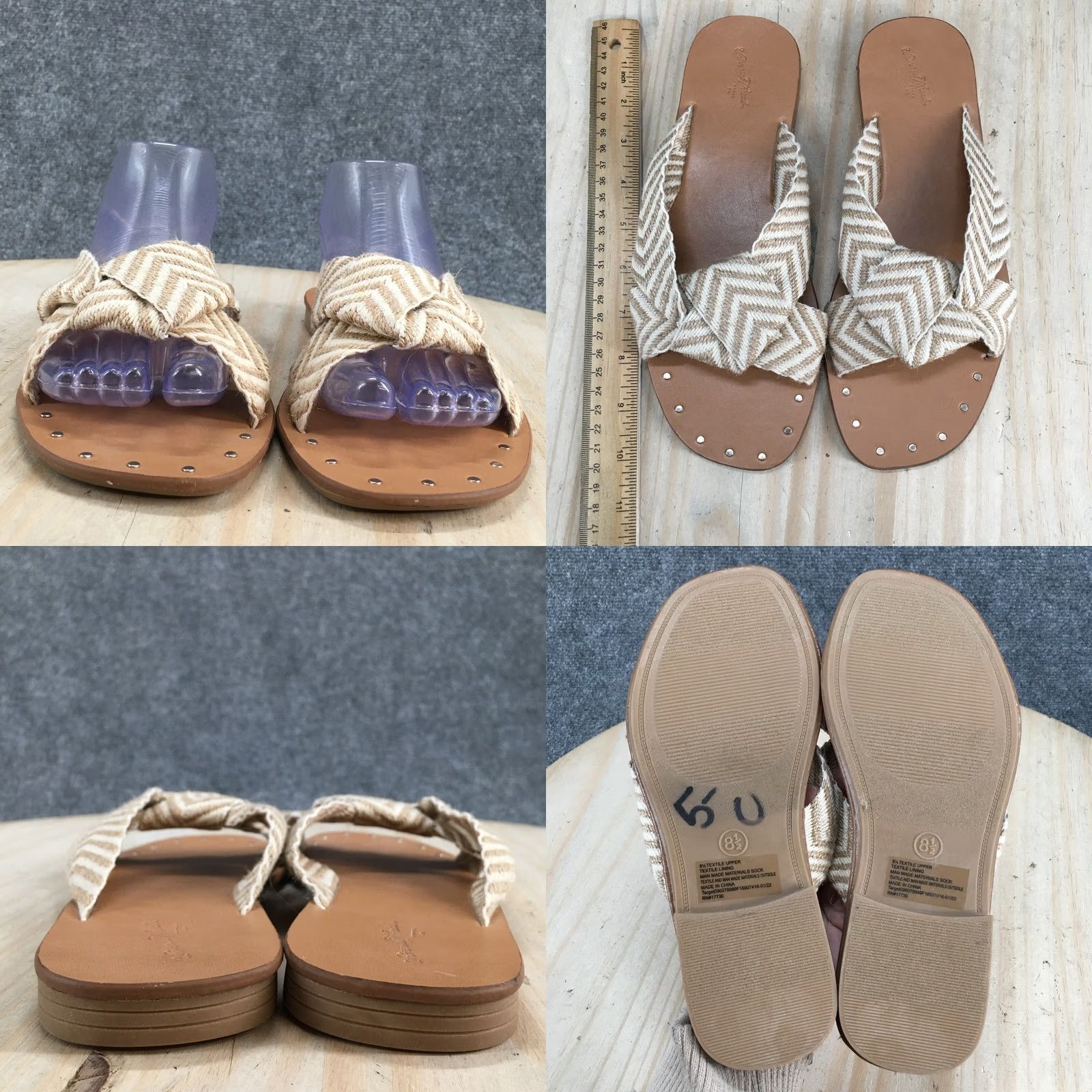 Vintage VINTAGE? No. Universal Thread Sandals Womens 8.5 Louise Chevron Print Slip On Slide Brown Size US 9 / IT 39 - 8 Thumbnail