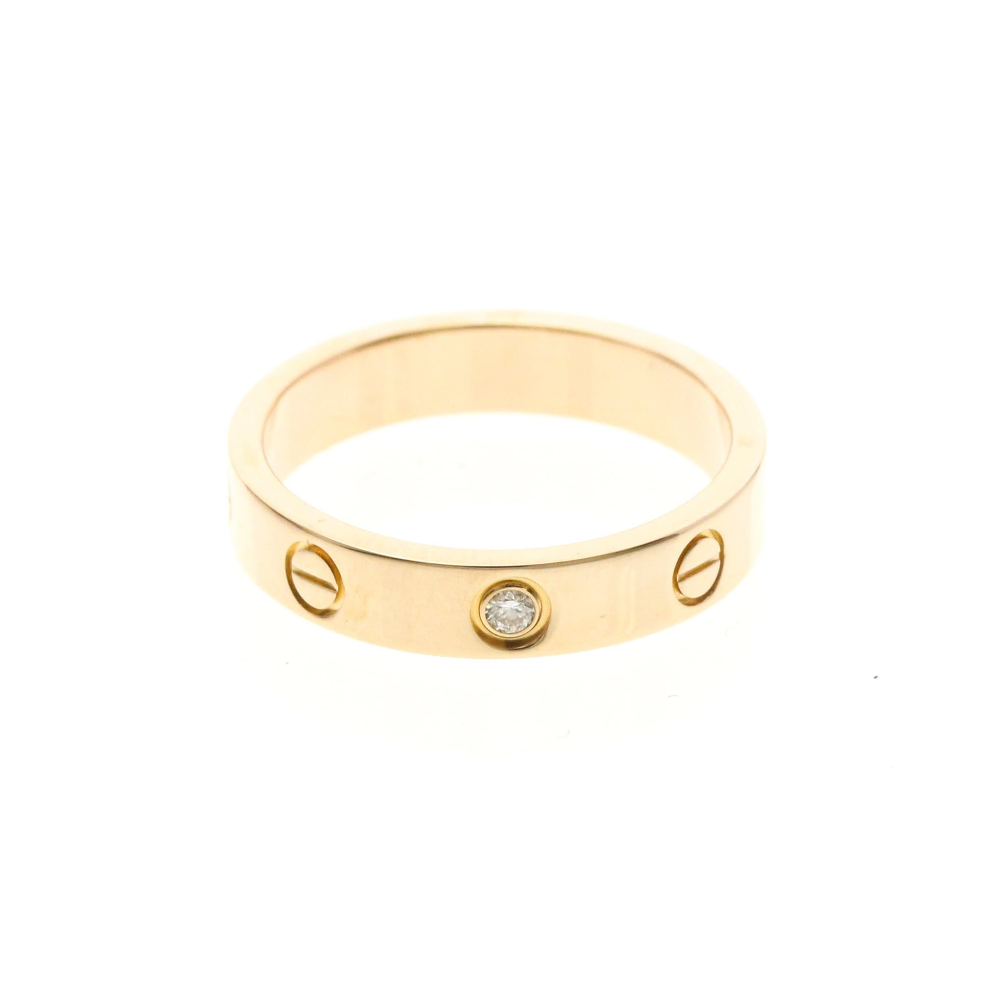 Cartier Cartier Mini Love Ring With 1 Diamond Pink Gold (18K) Fashion Diamond Band Ring Pink Gold Size ONE SIZE - 1 Thumbnail