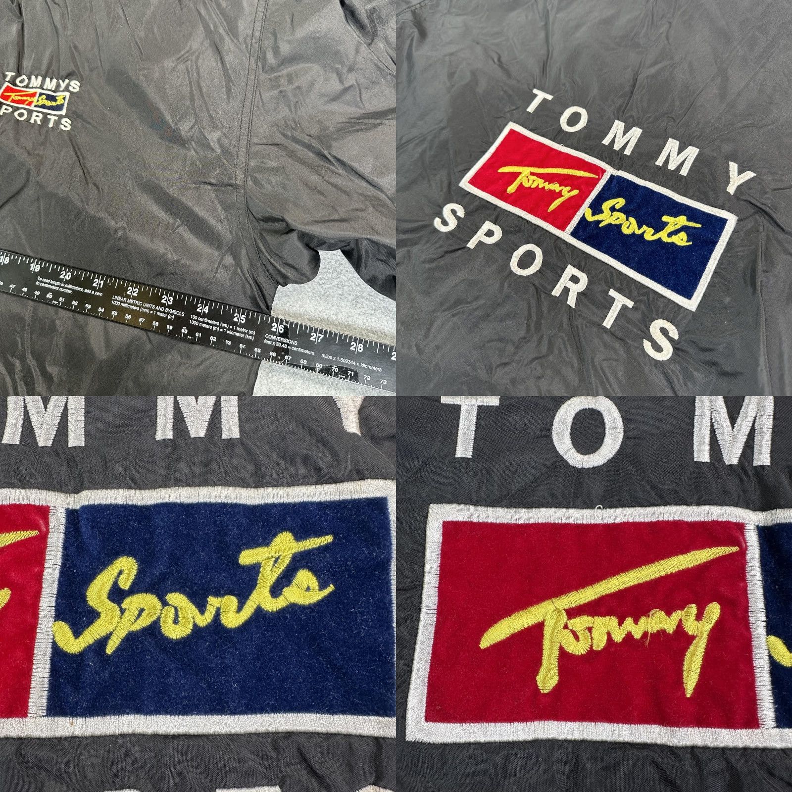 Logo 7 VINTAGE Super USA Windbreaker Jacket Mens L Black Logo Back Patch Striped Sleeves Full Zip Lined Pockets Size US L / EU 52-54 / 3 - 9 Thumbnail