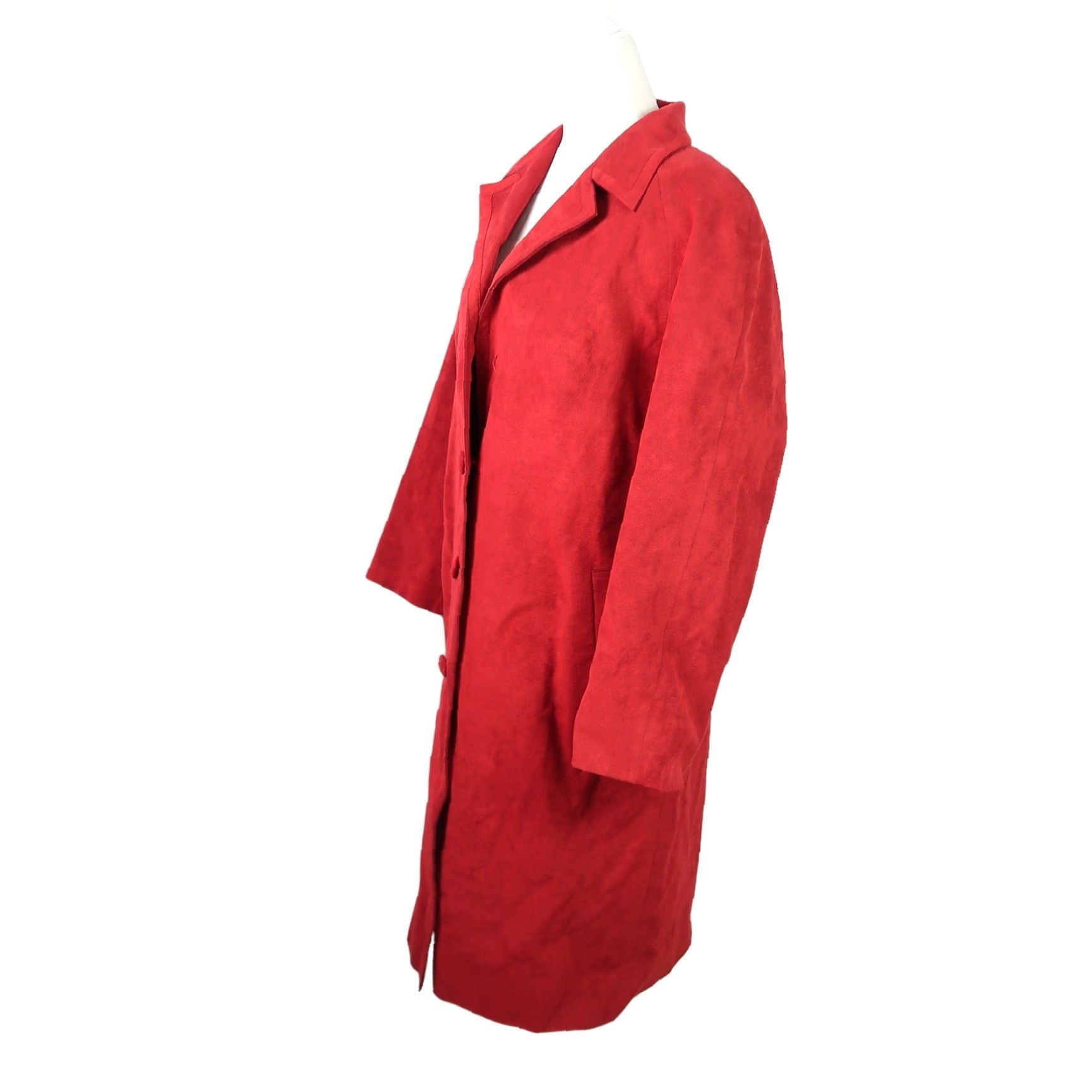 Vintage VINTAGE 70s deep red faux suede button front mid length coat L Womens Overcoat Regular Size Size L / US 10 / IT 46 - 3 Thumbnail