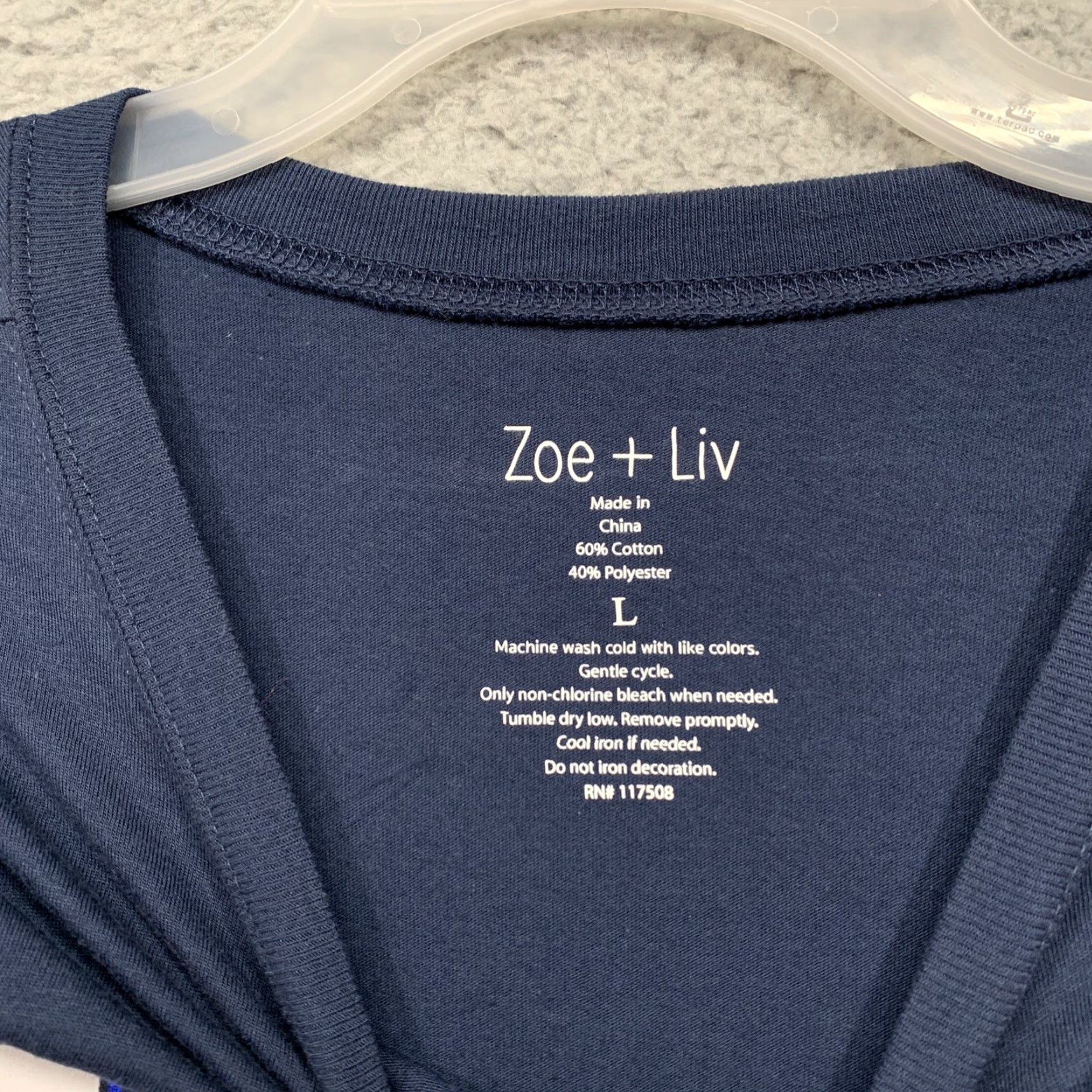 Vintage Zoe + Liv Shirt Women Size Large Long Sleeve Navy Blue White Hugs & Knishes NWT Size L / US 10 / IT 46 - 7 Thumbnail