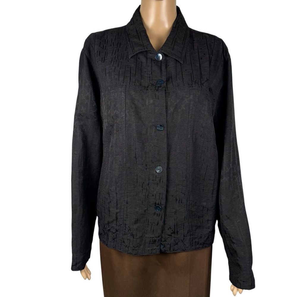 Chicos Chico's Black Silk Linen Jacket Shirt Size 3 US XL Size XL / US 12-14 / IT 48-50 - 1 Thumbnail