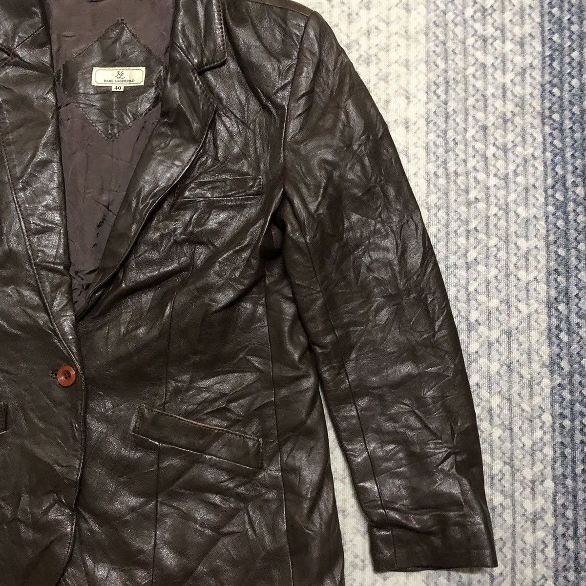 Designer × Karl Lagerfeld × Vintage Rare Distressed Vintage Karl Lagerfeld Leather Jacket Size US XXS / EU 40 - 5 Thumbnail