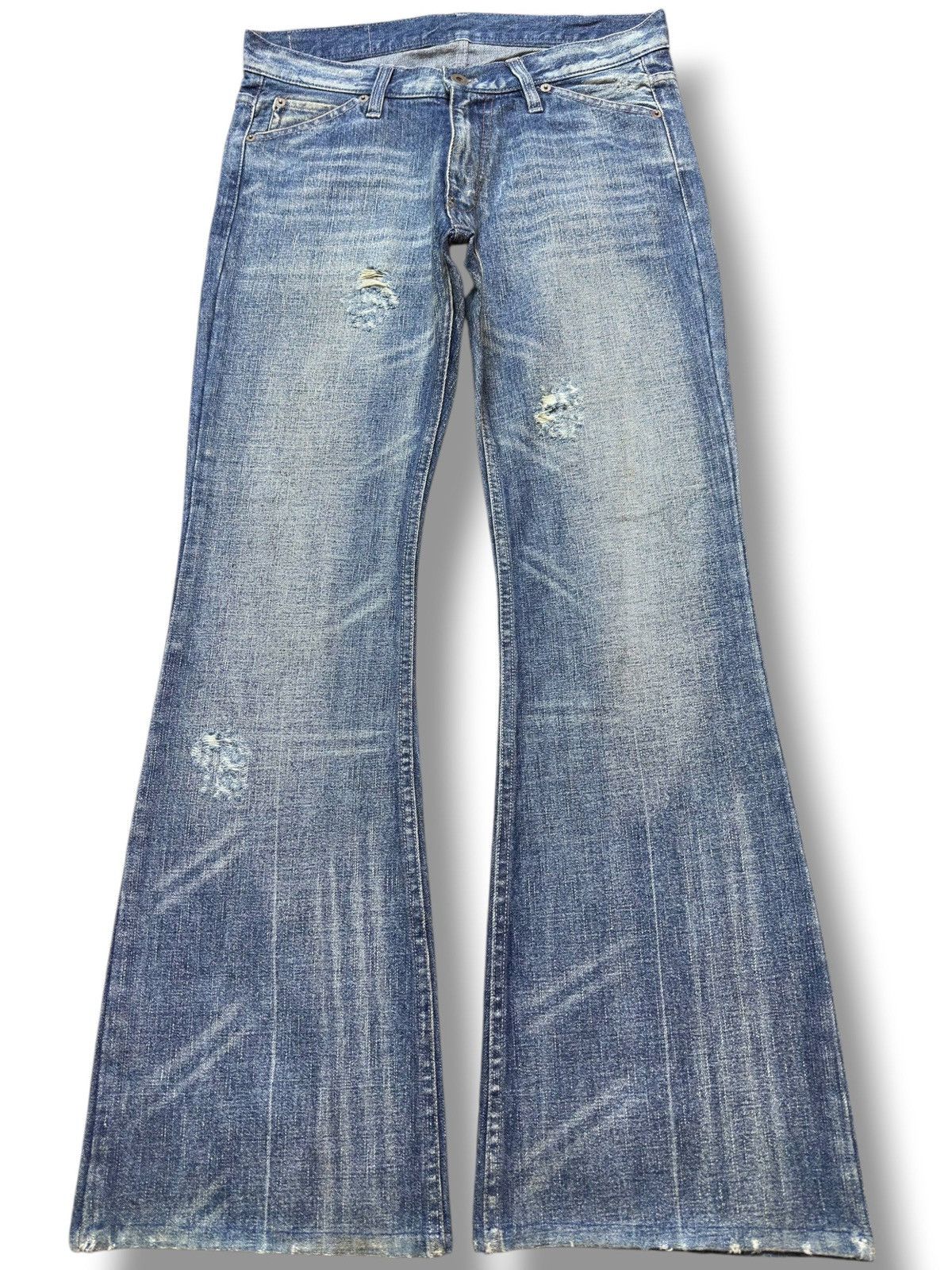 Kapital Vintage ABX Flare Bootcut Whiskers Faded Denim Size US 31 - 1 Thumbnail
