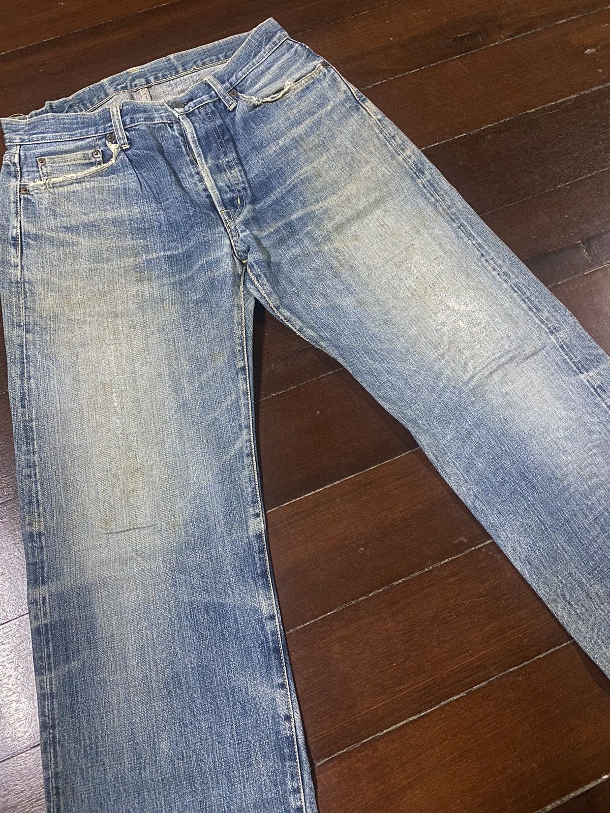 OMNIGOD Rare vintage Omnigod Distressed orenge Selvedge Jeans rework Size US 32 / EU 48 - 6 Thumbnail
