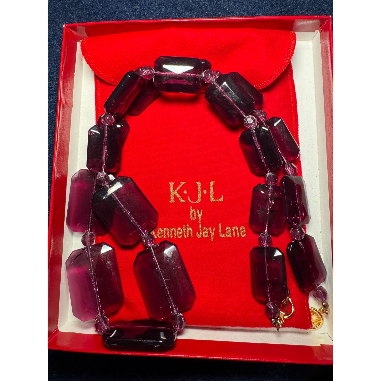 Kenneth Jay Lane Kenneth J Lane Purple Faceted Lucite Statement Necklace 30in Size ONE SIZE - 2 Thumbnail