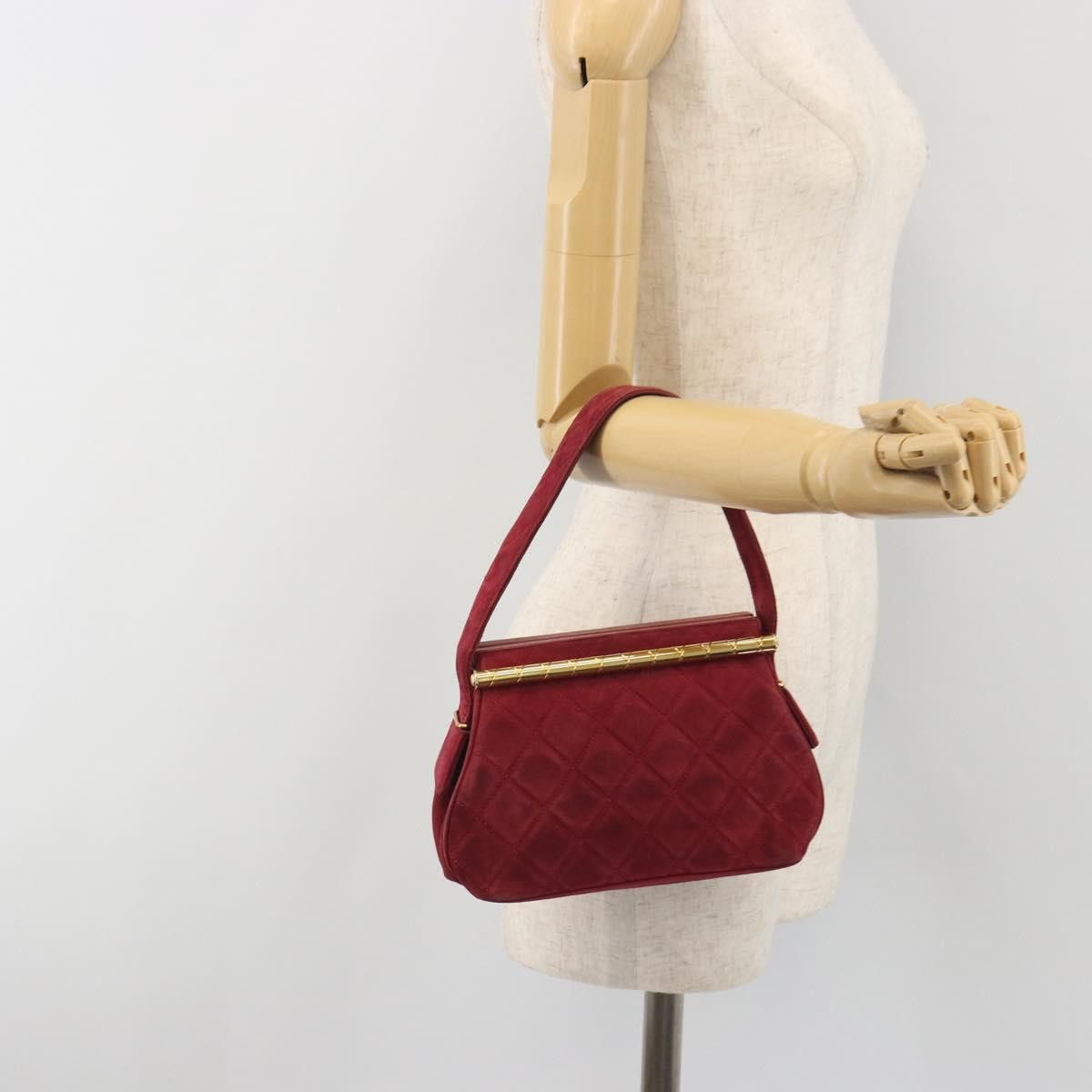 Chanel CHANEL Matelasse Hand Bag Suede Red Gold CC Auth 197450A - Size ONE SIZE - 21 Thumbnail