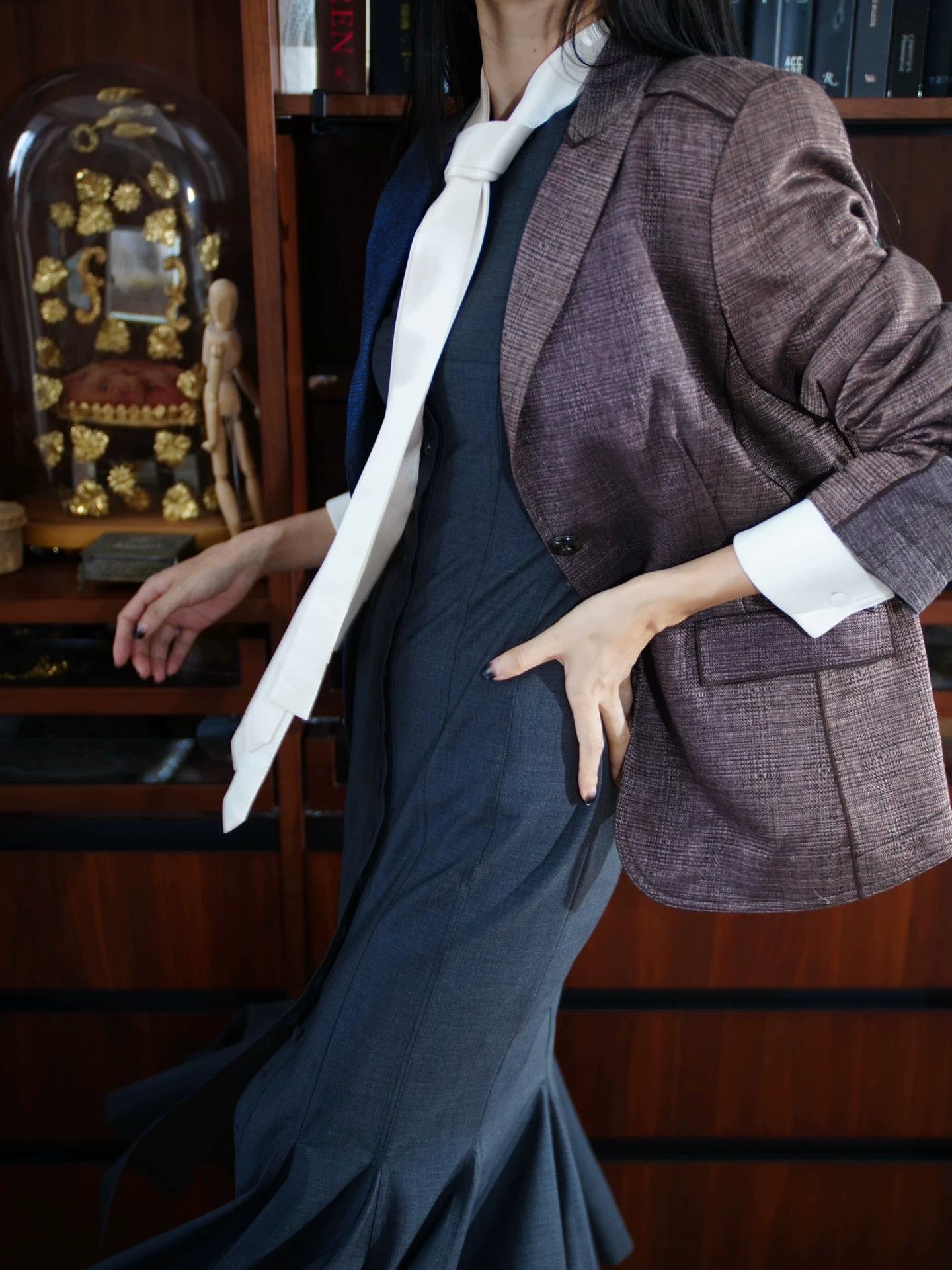 Escada Escada Vtg Wool Blend Blue Brown Gradient Blazer Size M / US 6-8 / IT 42-44 - 5 Thumbnail
