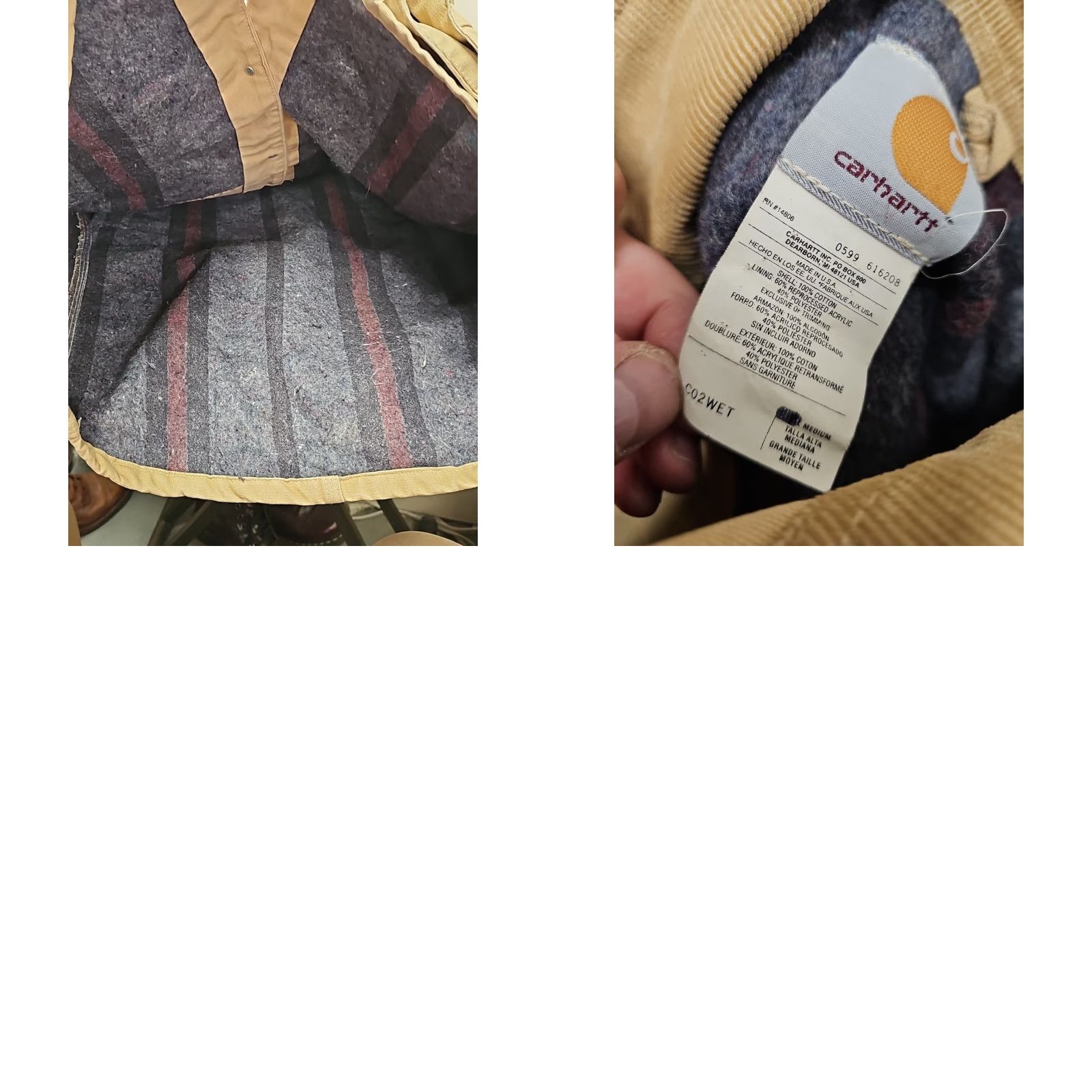 Carhartt VINTAGE Carhartt J97 Chore Coat Medium Beige Distressed Lined 90s Workwear Made in USA Mens Jacket Size US M / EU 48-50 / 2 - 9 Thumbnail