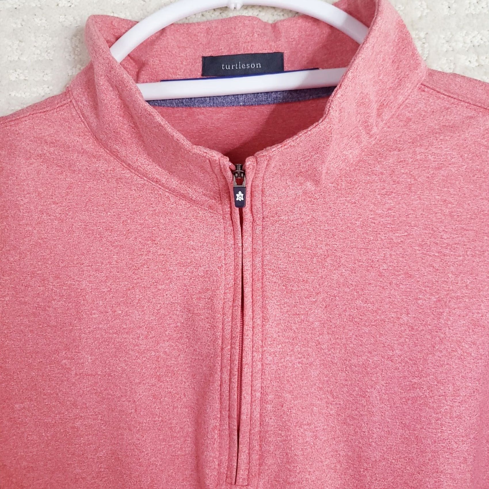 Pinko Turtleson Mens M 1/4 Zip Pullover Sweater Heathered Pink Coral Spring Island SC Size US M / EU 48-50 / 2 - 5 Thumbnail