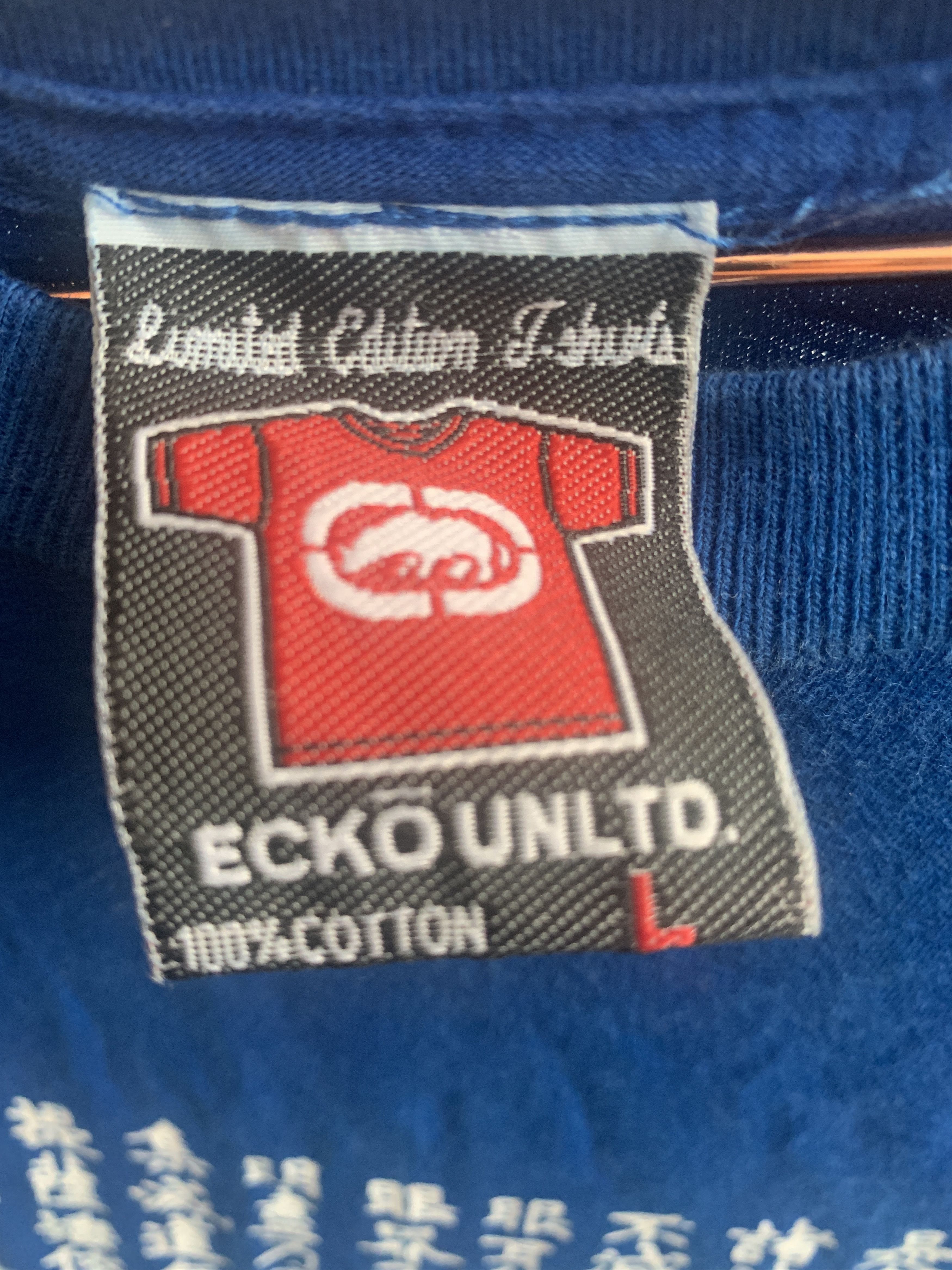 Ecko Unltd. × Vintage Blue Chinese script tee Size US L / EU 52-54 / 3 - 3 Thumbnail