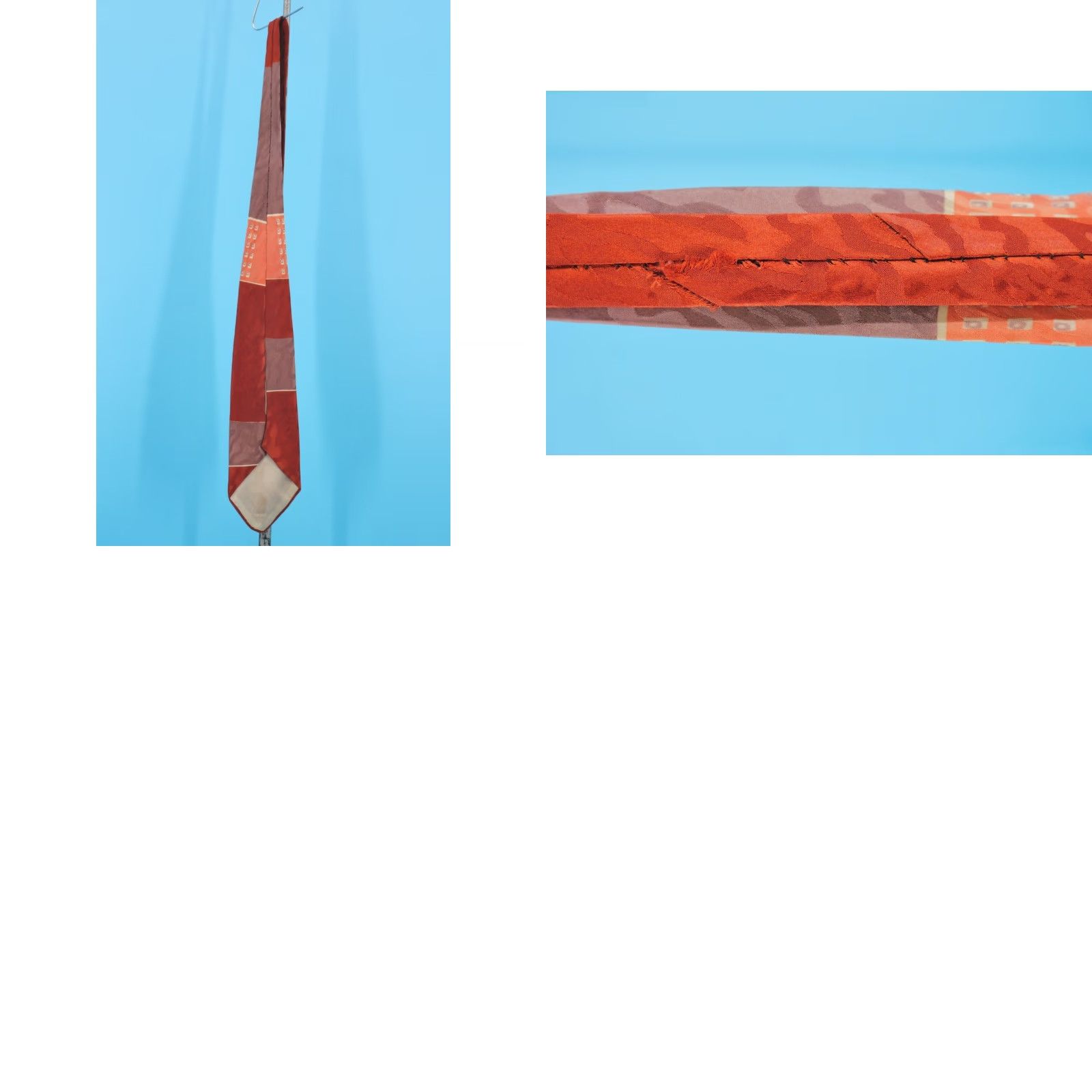Vintage VTG 1940s Orange & Purple Geometric Necktie Tie Men's 40s Tie Size ONE SIZE - 8 Thumbnail