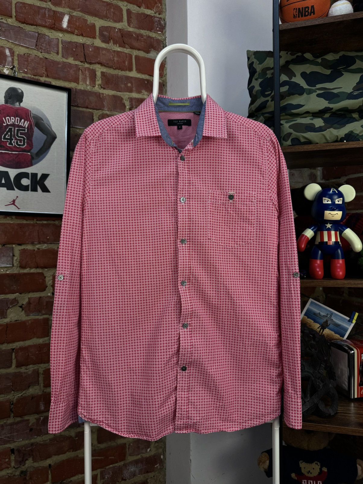 Ted Baker TED BAKER Pink/White Pattern Long Sleeve Shirt Size US S / EU 44-46 / 1 - 2 Thumbnail
