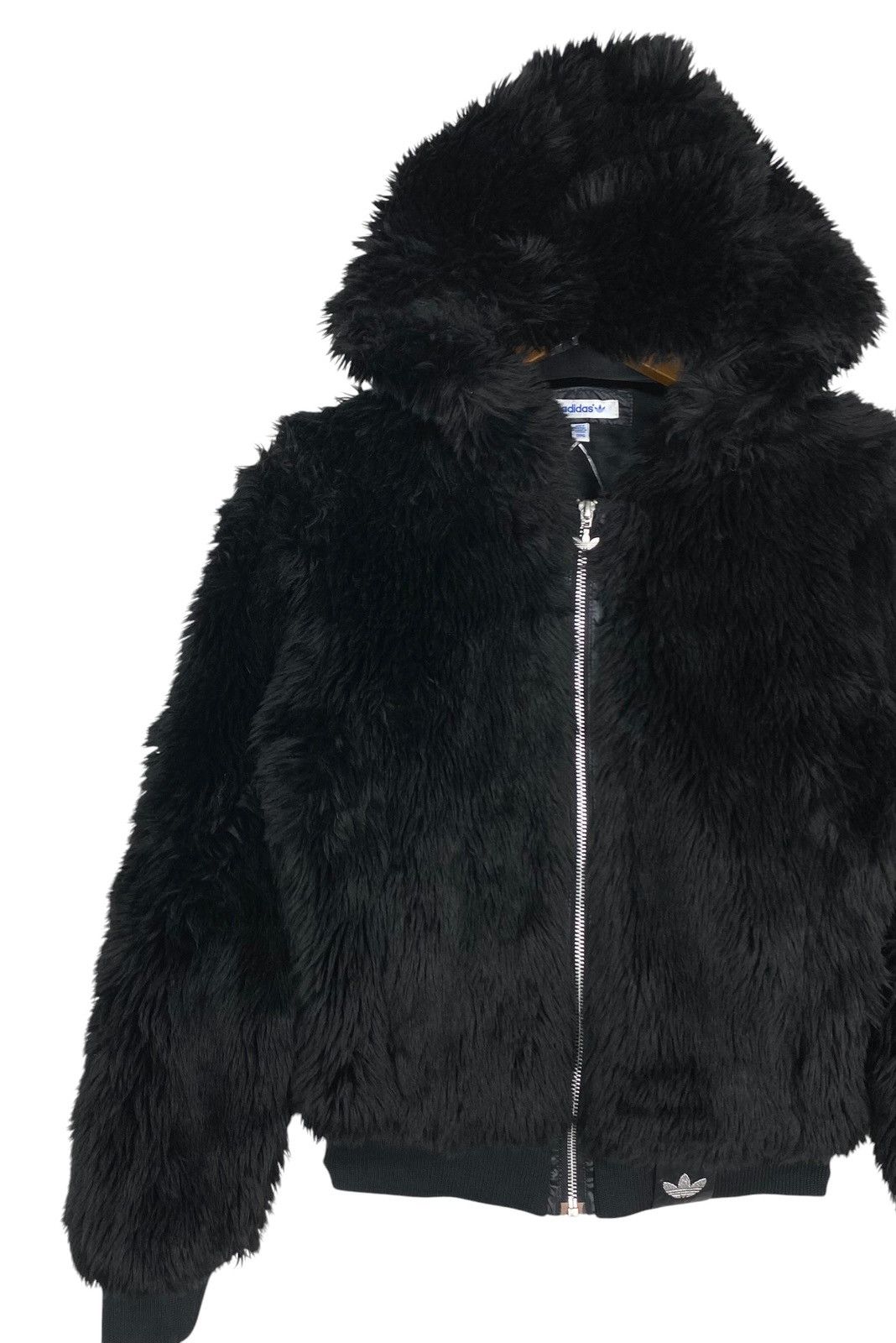 Adidas Rare‼️ Adidas Hooded Faux Fur Jacket Big Logo Inside Size XS / US 0-2 / IT 36-38 - 3 Thumbnail