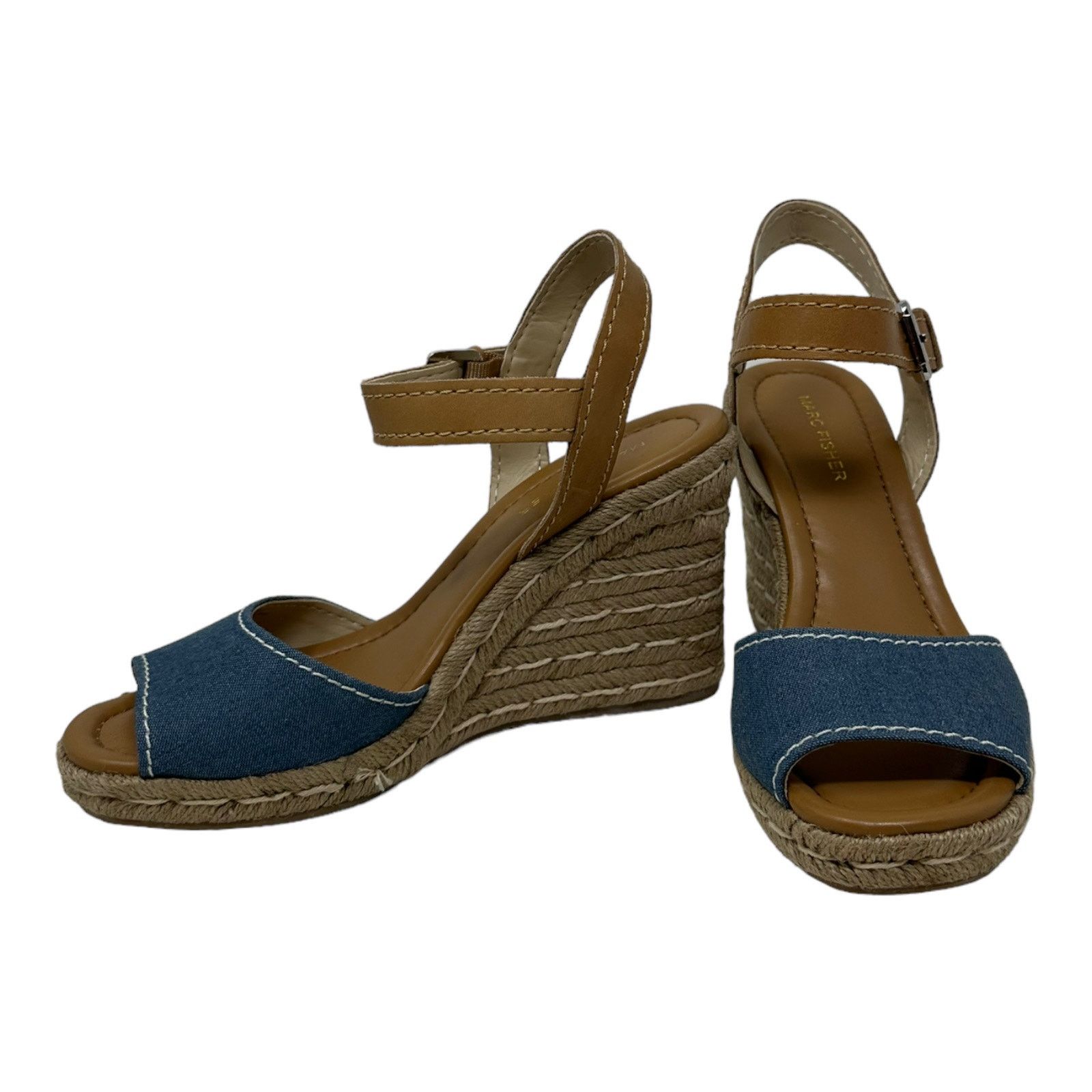 Marc Fisher Marc Fisher Denim & Leather Espadrille Wedges Sandals 7.5 Size US 7.5 / IT 37.5 - 1 Thumbnail