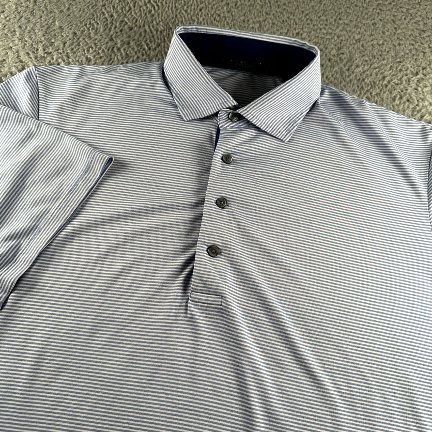 Vintage Greyson Polo Shirt Mens L Blue White Striped Short Sleeve Performance Golf Size US L / EU 52-54 / 3 - 2 Thumbnail