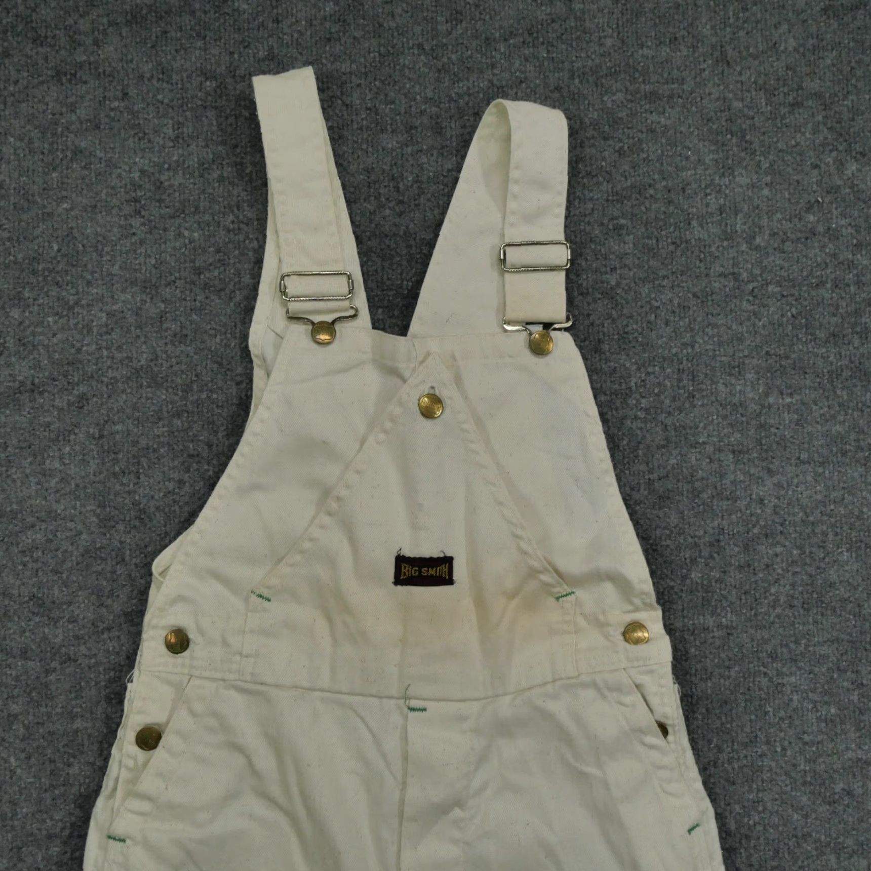 Vintage VINTAGE Big Smith Overalls Mens 27x26 White Cream Sanforized Workwear Adult 50s Size US 27 - 2 Thumbnail