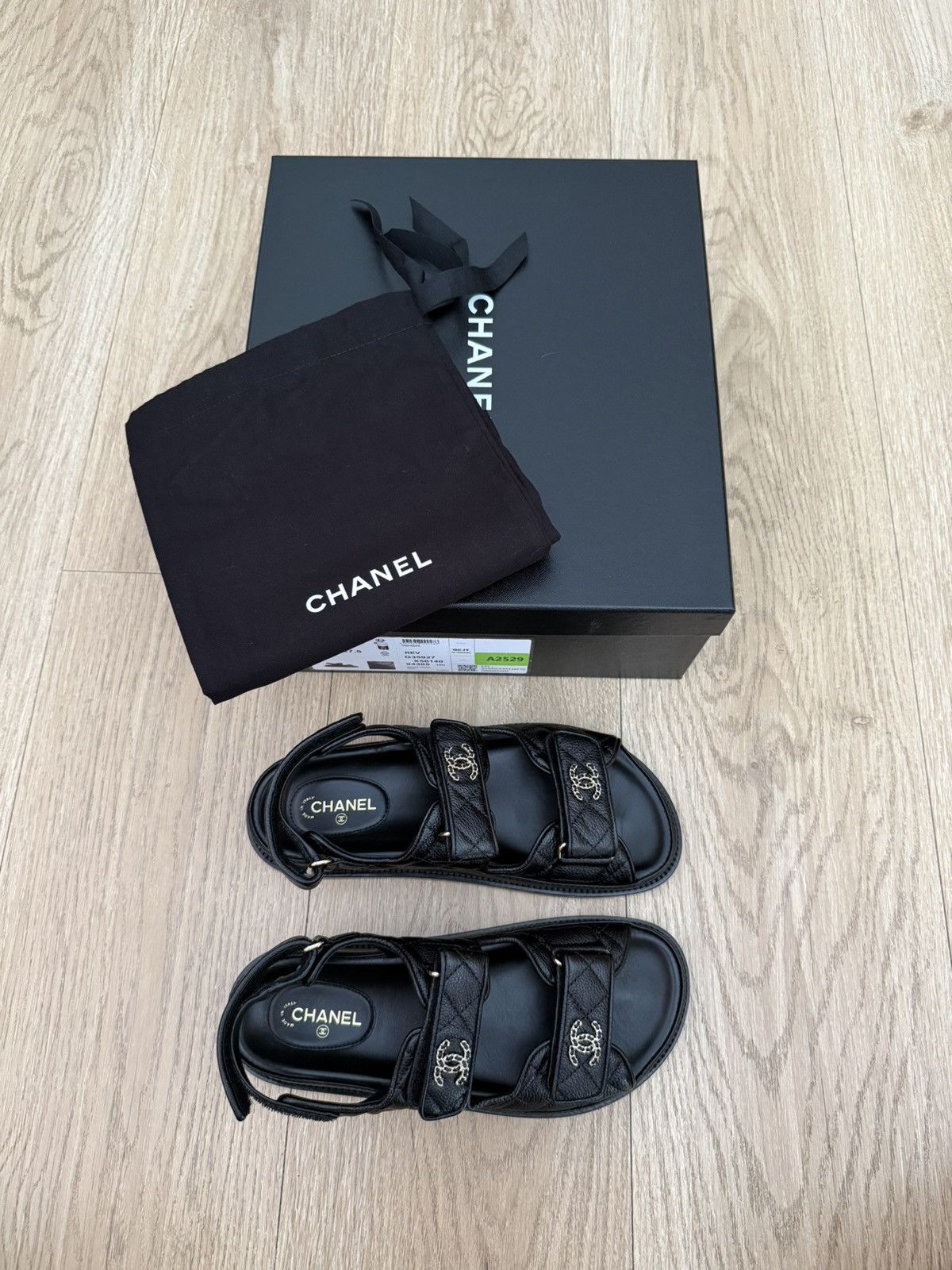 Chanel Chanel Black Caviar Logo Sandals Sz.37,5 Size US 7.5 / IT 37.5 - 4 Thumbnail