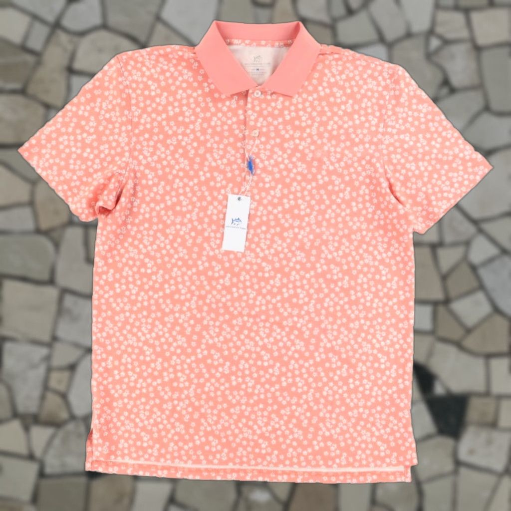 Southern Tide Southern Tide Shirt Conch Shell Mens M Frederick Printed Perforated Polo Shirt Florals Size US M / EU 48-50 / 2 - 1 Thumbnail