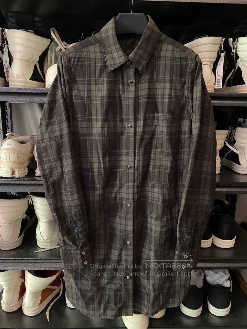 Chrome Hearts CHROME HEARTS Size S Grey checkered silver button shirt Size S / US 4 / IT 40 - 1 Thumbnail