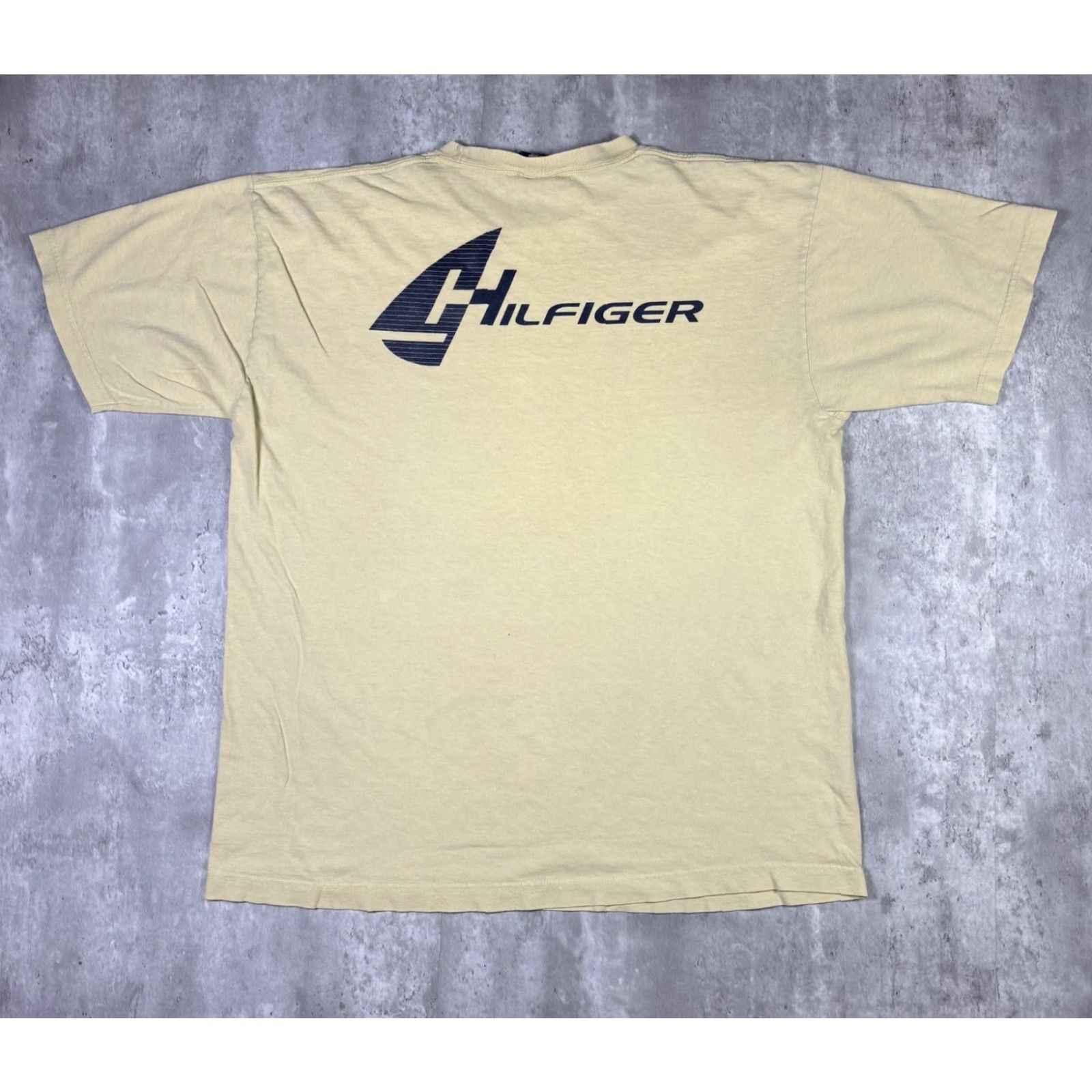 Tommy Hilfiger VINTAGE Tommy Hilfiger T Shirt Logo Graphic Double Sided XL Men Yellow 90s Shirt Logo Vintage Mens Size US XL / EU 56 / 4 - 2 Thumbnail