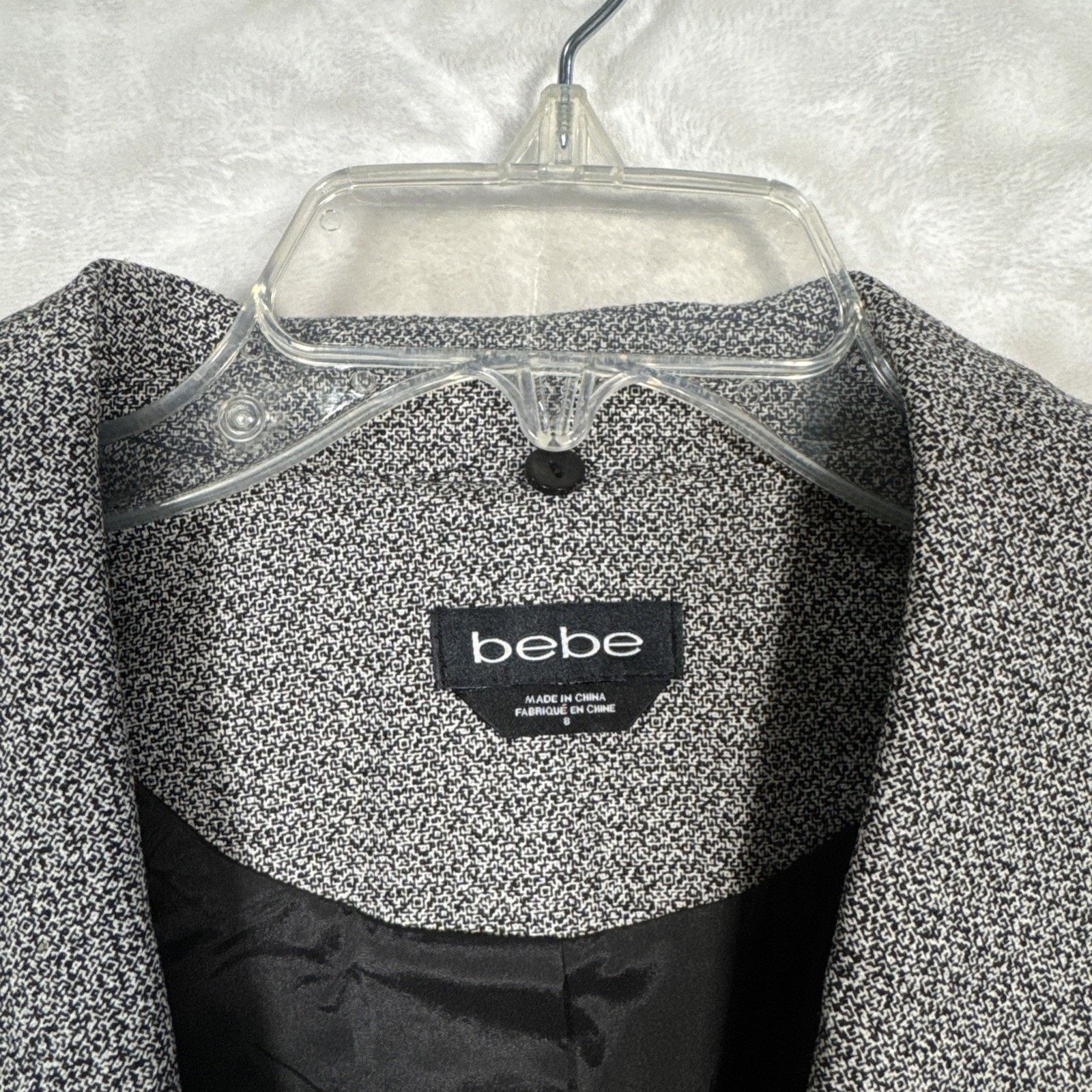 Bebe Bebe tweed jacket blazer w/ Faux leather accent Sz 8 Padded Size M / US 6-8 / IT 42-44 - 2 Thumbnail