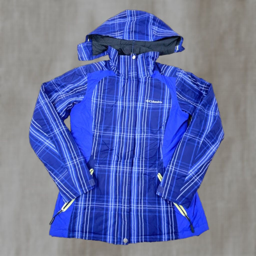 Vintage Columbia Windbreaker Jacket Women Small Purple Plaid Casual Full Zip Hooded Weather Resistant Size S / US 4 / IT 40 - 1 Thumbnail