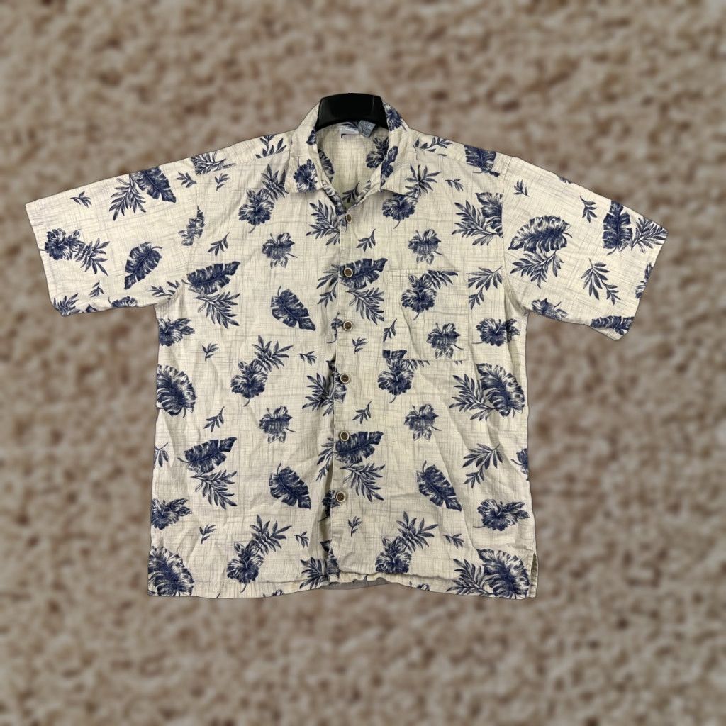 Ocean Pacific Ocean Pacific Shirt Men Large Beige Blue Hibiscus Floral Hawaiian Vacation OP Shirt Mens L Beige Floral Hawaiian Surf Aloha Beach 80s? Size US L / EU 52-54 / 3 - 1 Thumbnail
