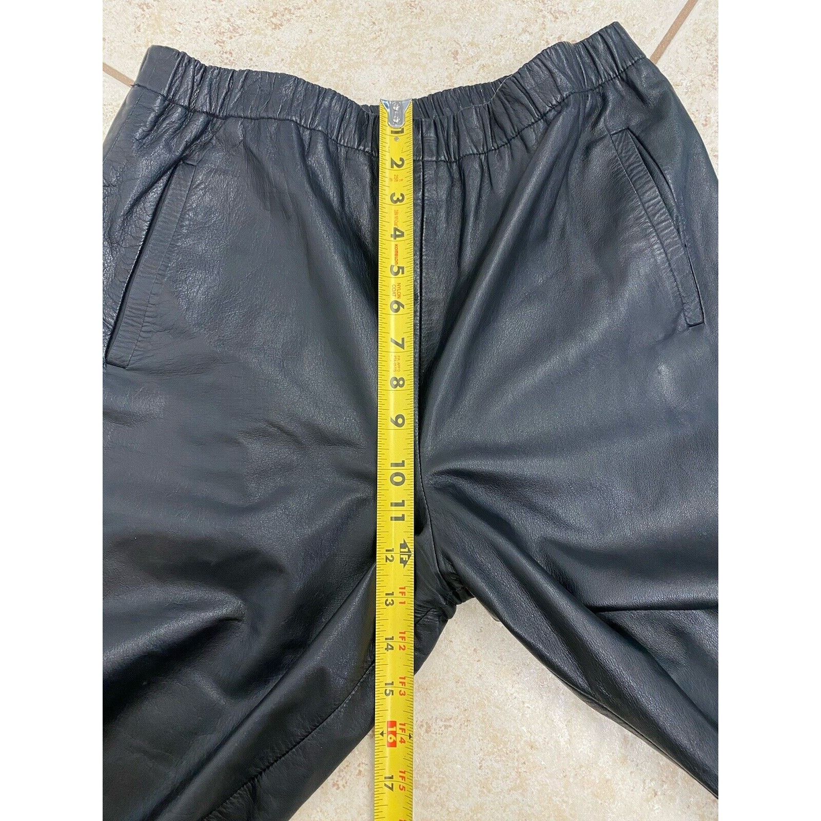 Other VTG CEDARS Black Leather Pants M Fully Lined Elastic Waist Size 32" / US 10 / IT 46 - 8 Thumbnail