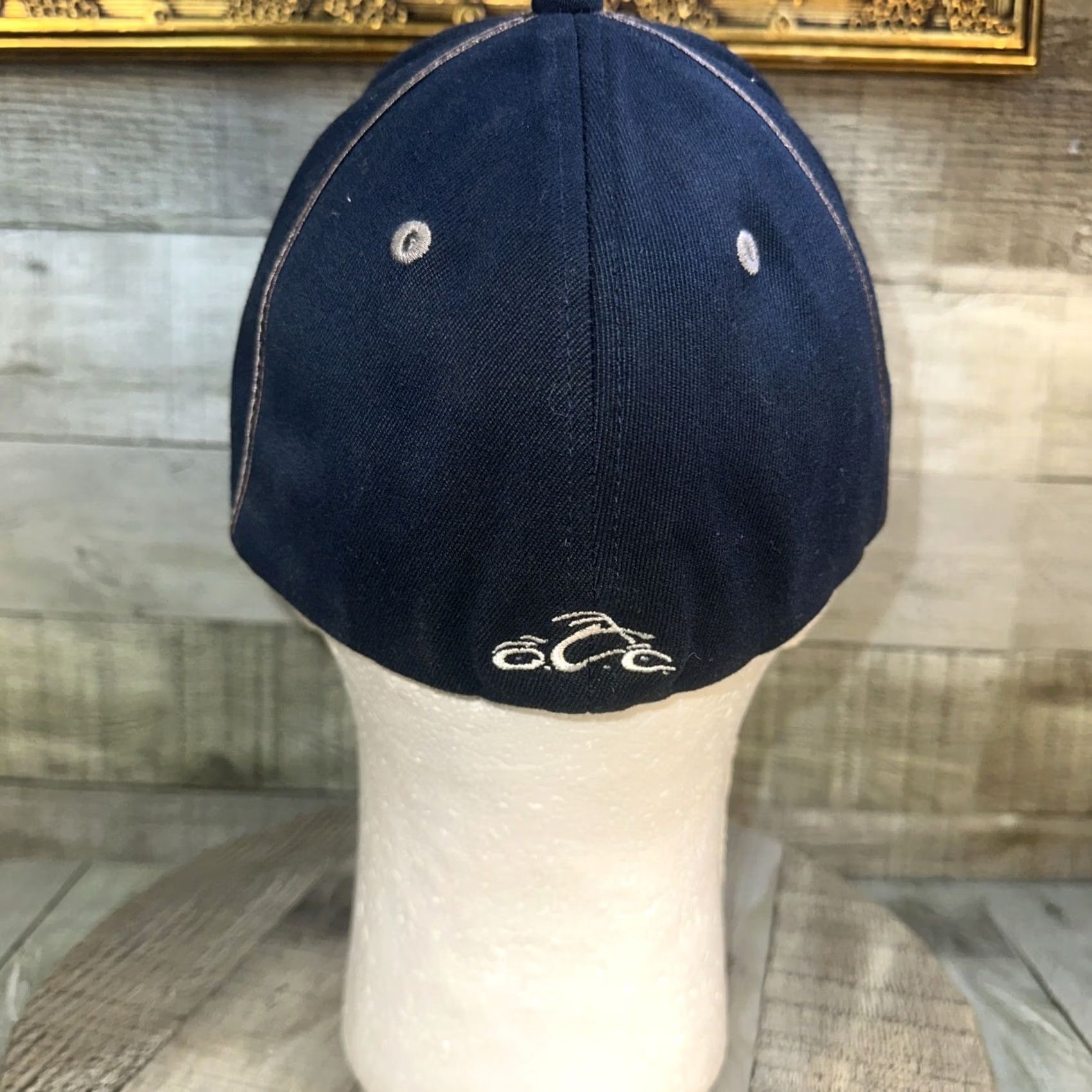 Vintage VINTAGE Bio-Domes Headgear Cap Hat Baseball Blue Flex Fit Stretch Med/Large Unisex Adults Men Women Biker OC Choppers Stritch Stitch Size ONE SIZE - 6 Thumbnail