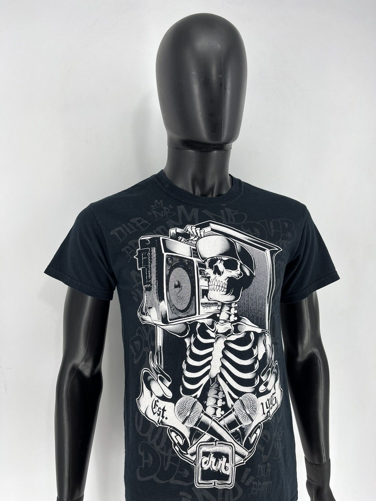Japanese Brand × Vintage Gildan T-shirt With Skull Dub Reggae Hip-Hop Streetwear Styl Size US S / EU 44-46 / 1 - 3 Thumbnail