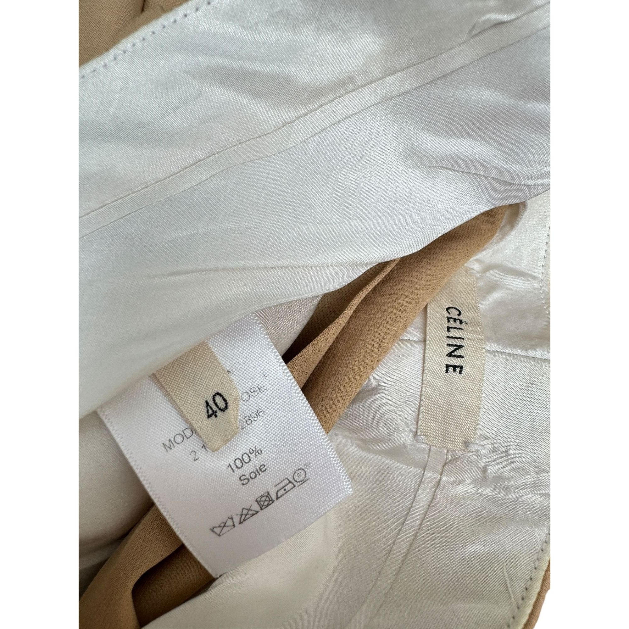 Celine Phoebe Philo Beige Silk Wide Pants Size 30" / US 8 / IT 44 - 6 Thumbnail