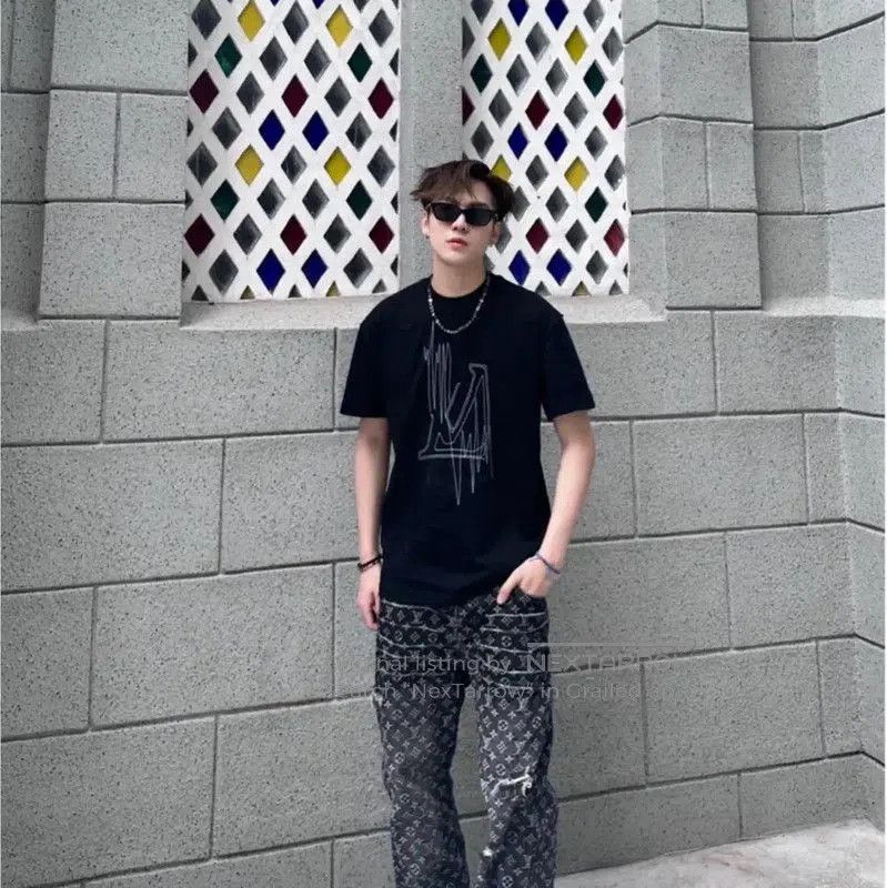 Louis Vuitton Louis Vuitton Black Cotton Men's T. Size US M / EU 48-50 / 2 - 5 Thumbnail