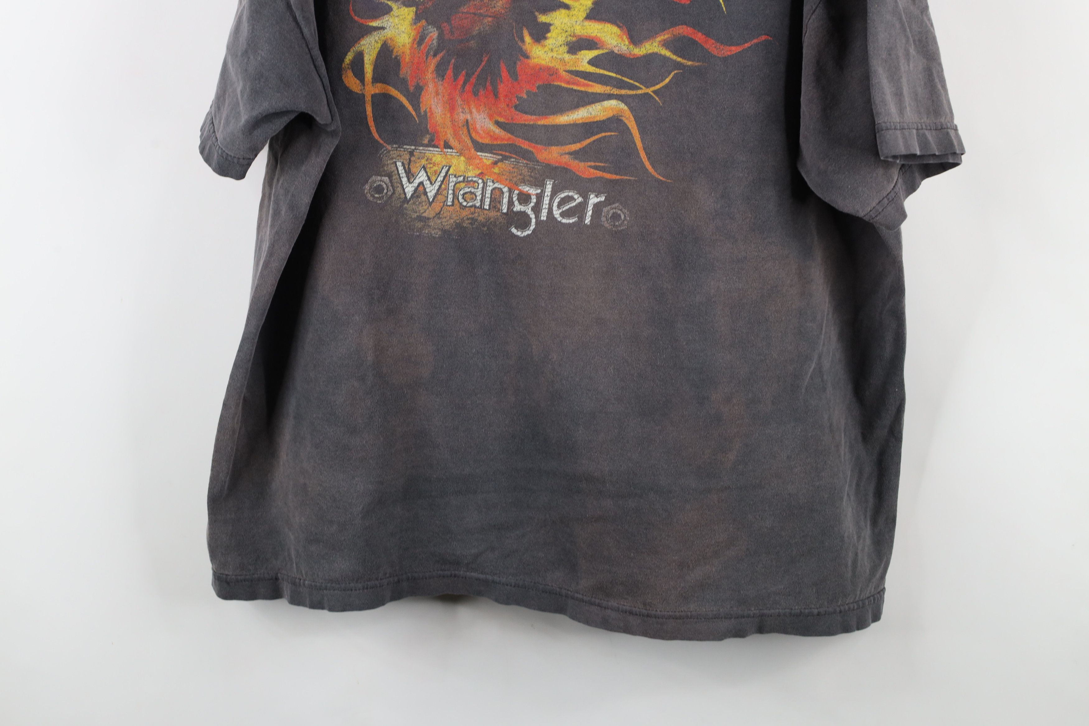 Vintage × Wrangler Vintage 90s Wrangler Dare ToBe Bold Bull Fire Flames T-Shirt Size US XXL / EU 58 / 5 - 14 Thumbnail