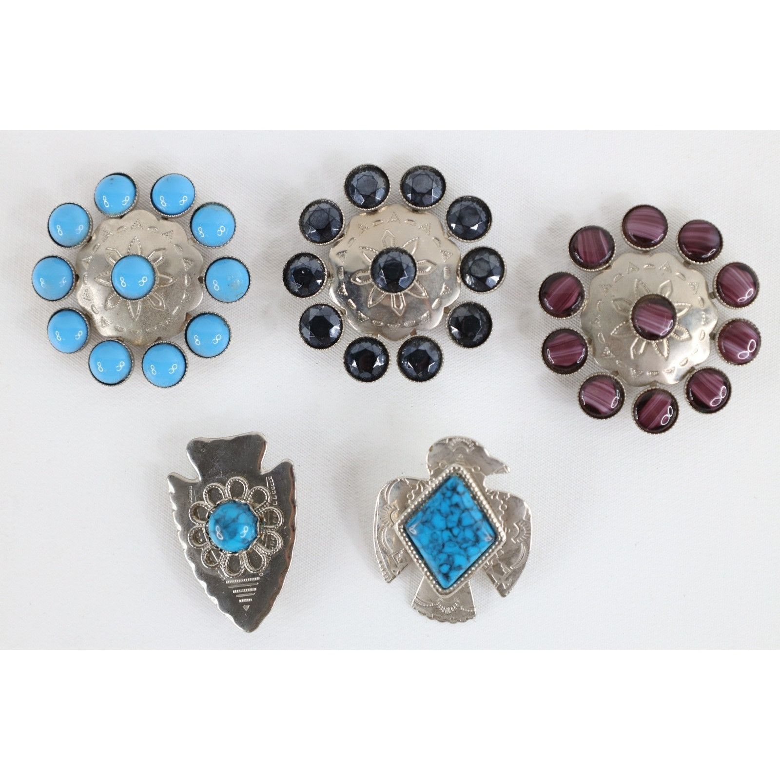Vintage Vintage 70s 80s Lot of 5 Steel Beaded Glass Brooches Size ONE SIZE - 1 Thumbnail